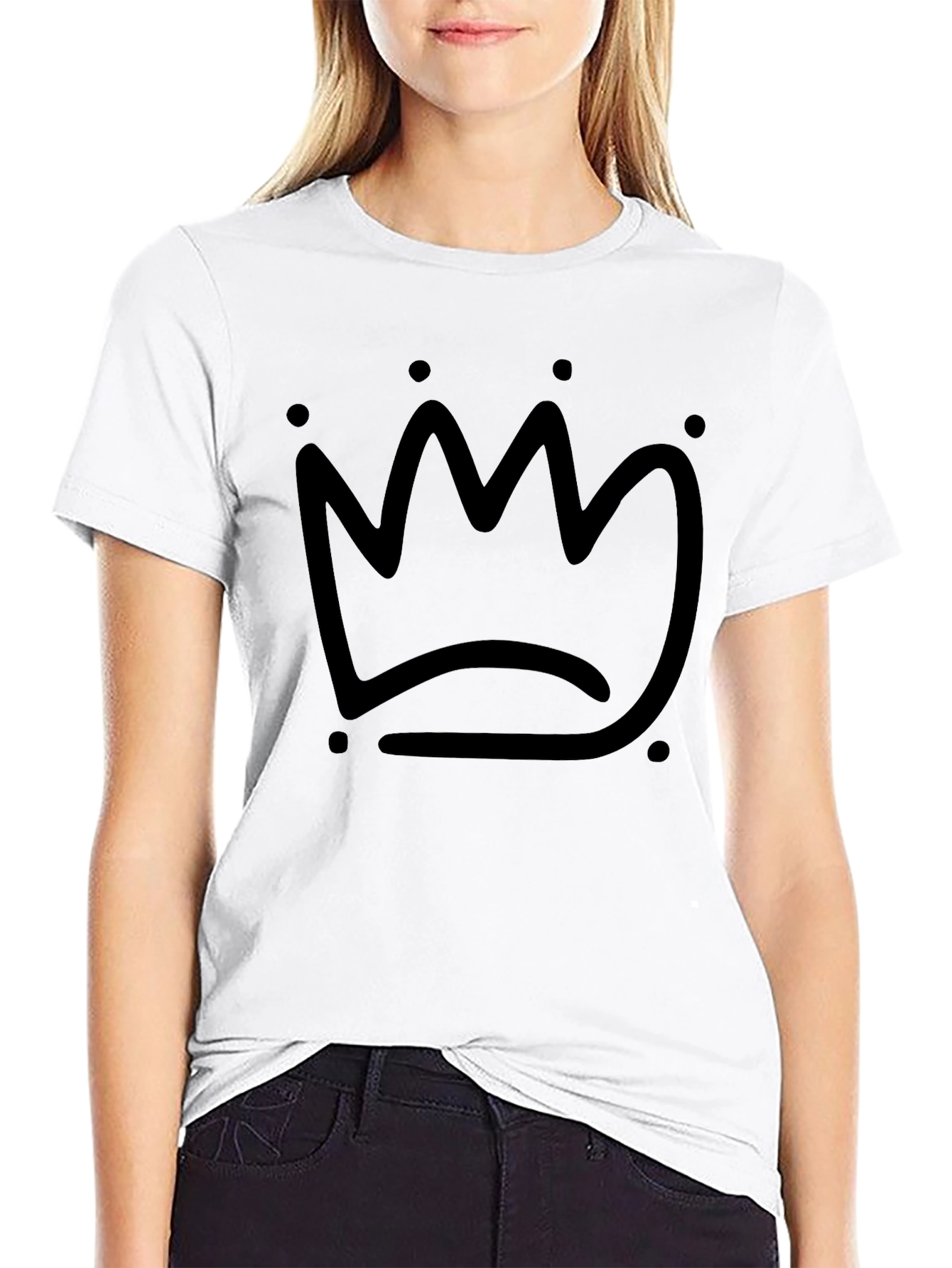 Minimalist Crown Graphic Black T-Shirt