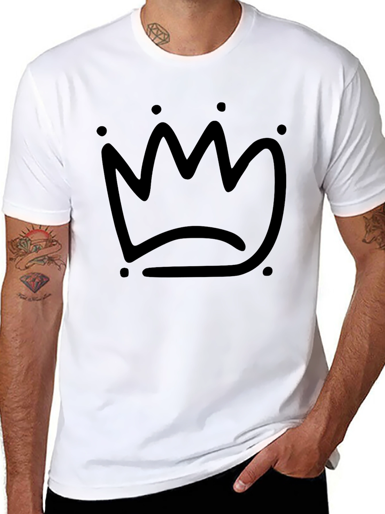 Minimalist Crown Graphic Black T-Shirt