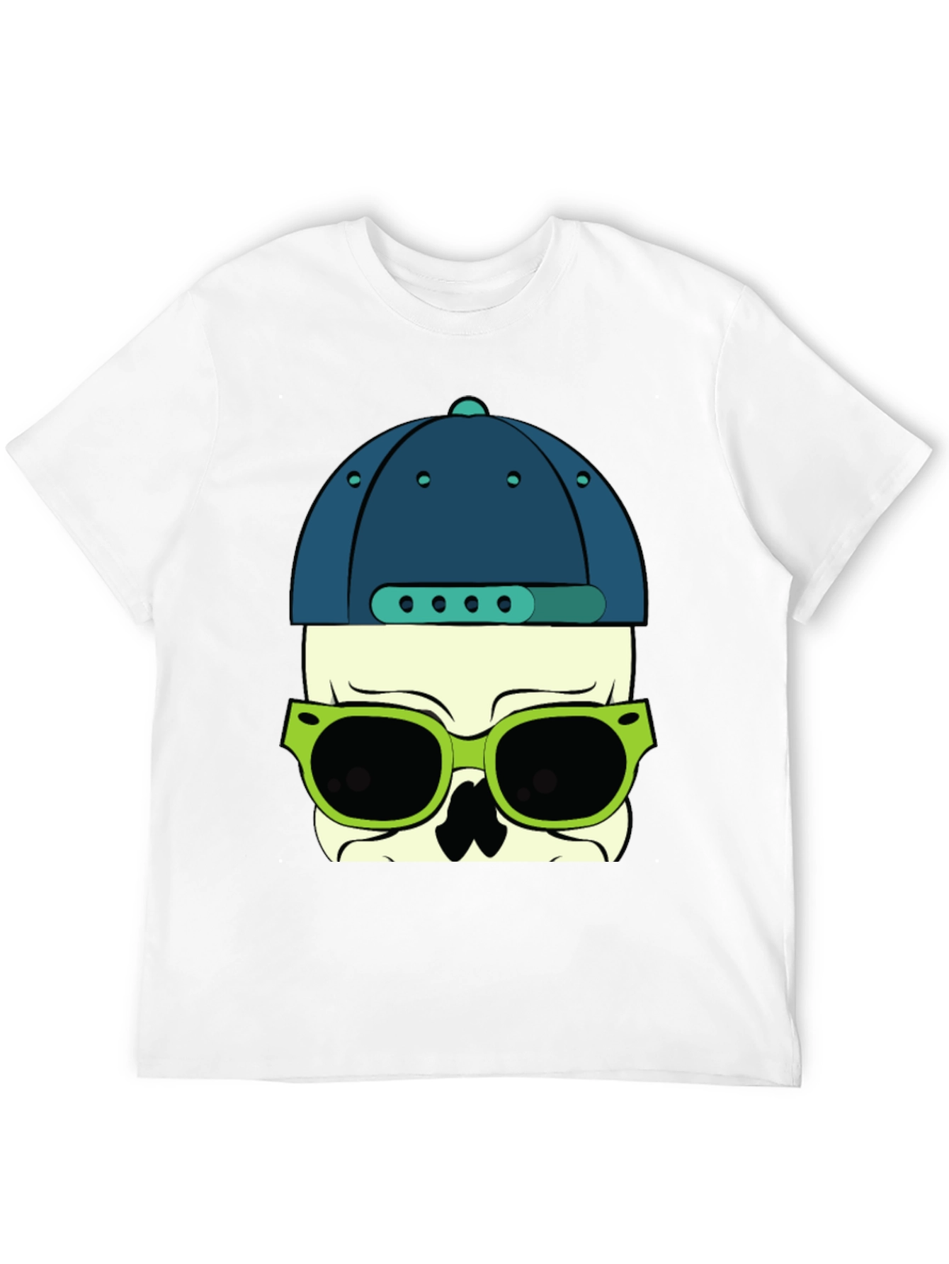 Skull with Hat and Sunglasses Graphic T-Shirt