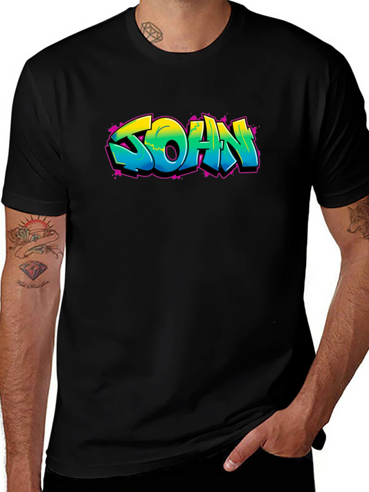 Graffiti Style SOAN Print Black T-Shirt