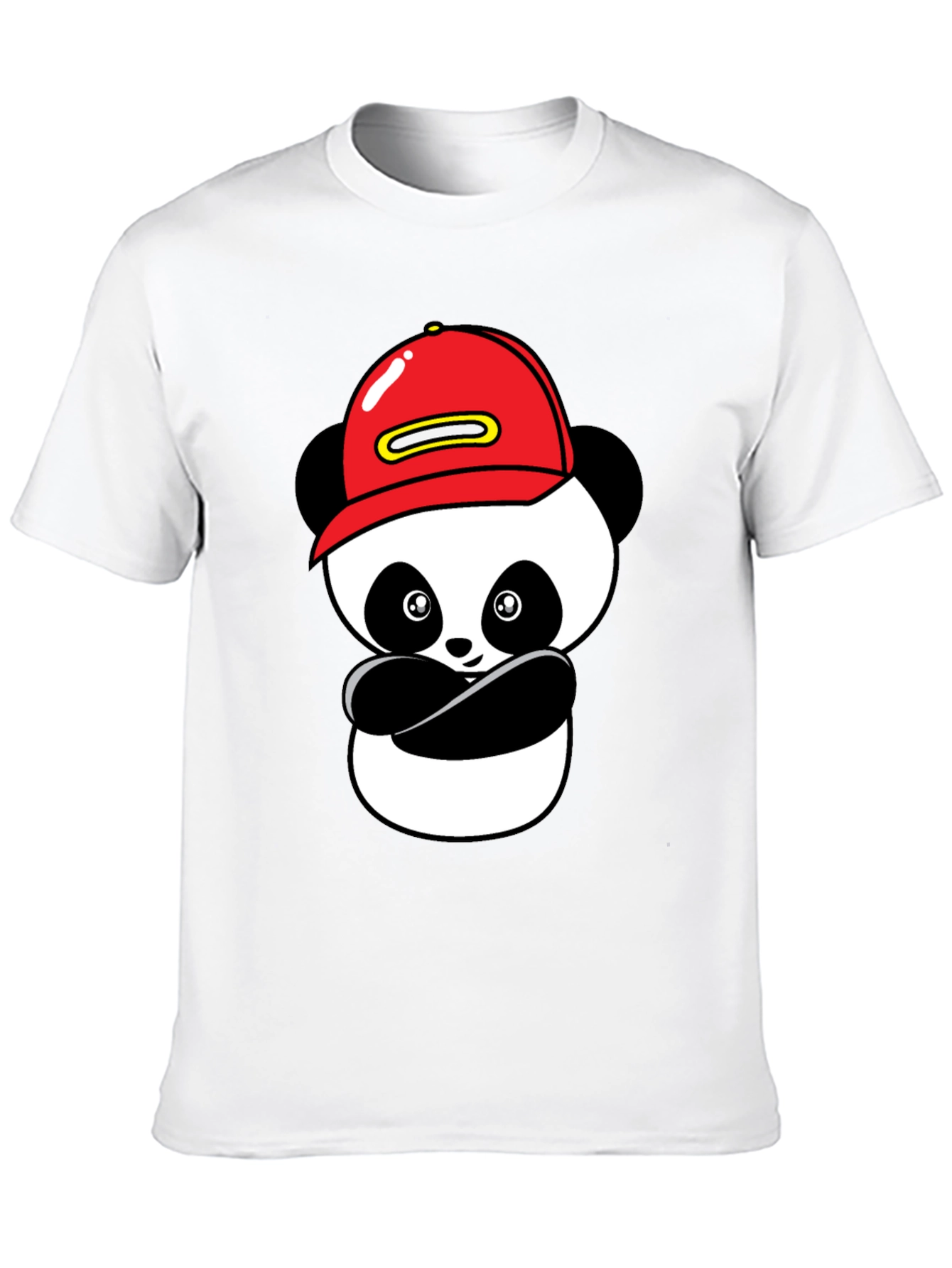 Cool Panda in Cap Black T-Shirt