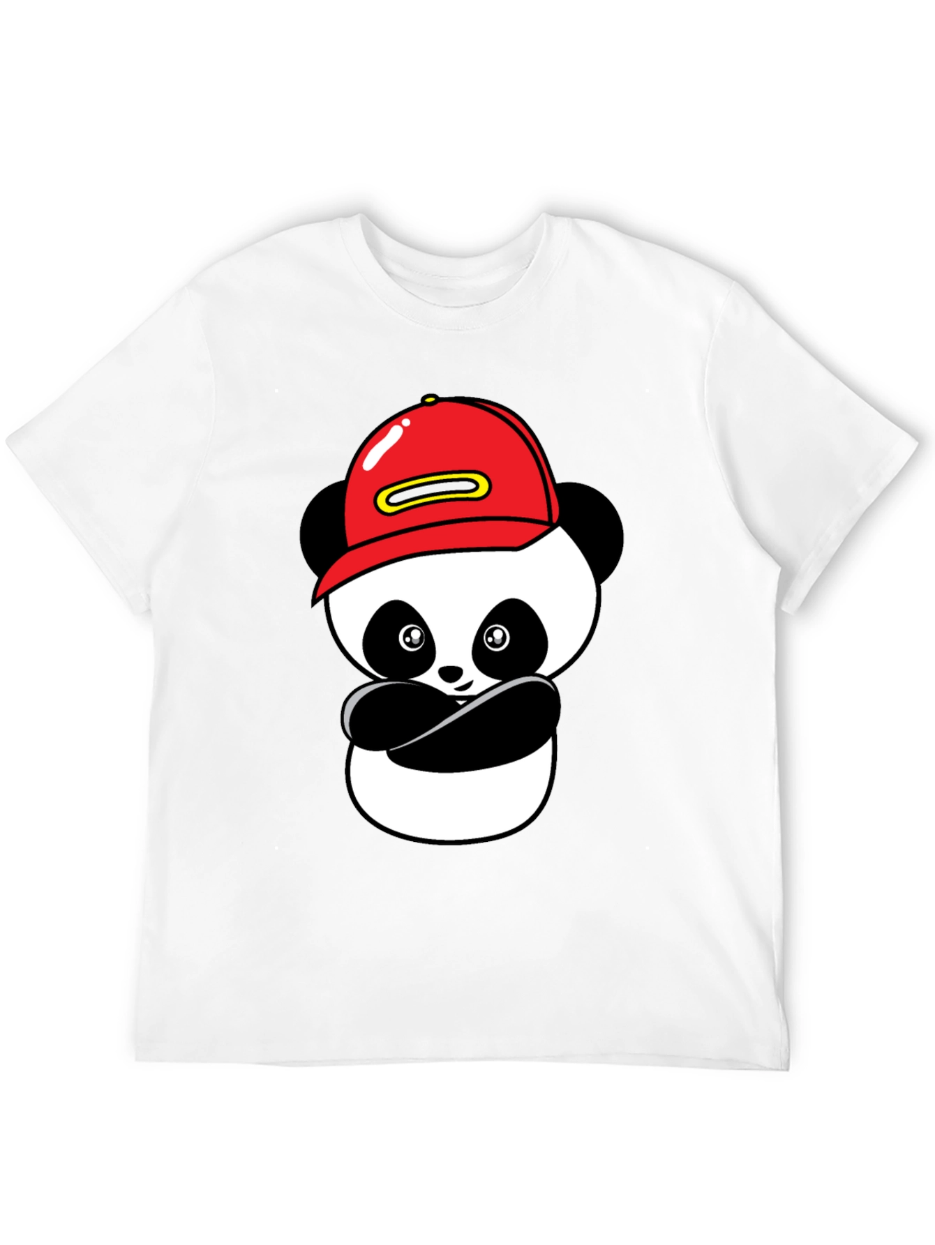 Cool Panda in Cap Black T-Shirt