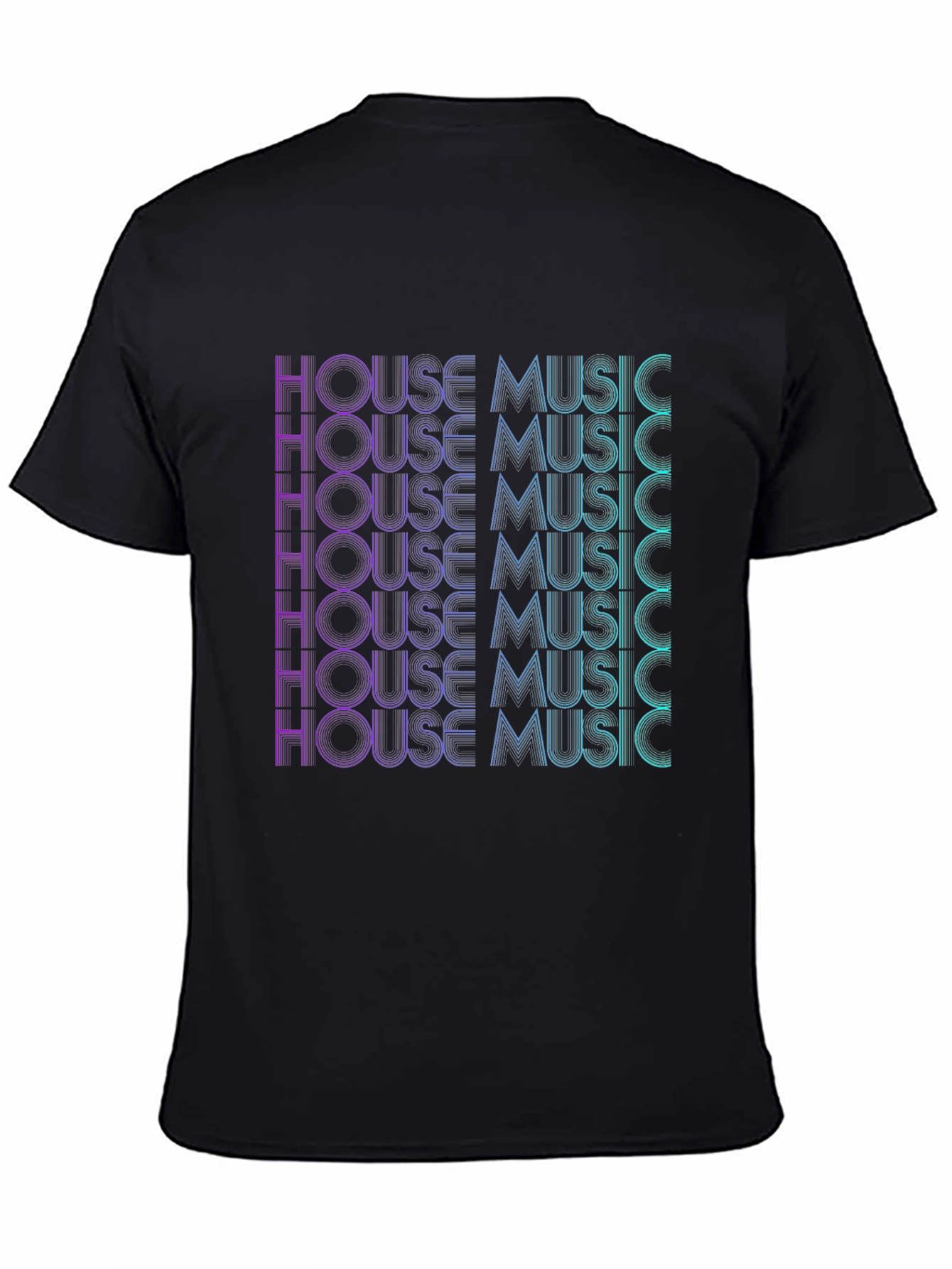 House Music Graphic Print Black T-Shirt