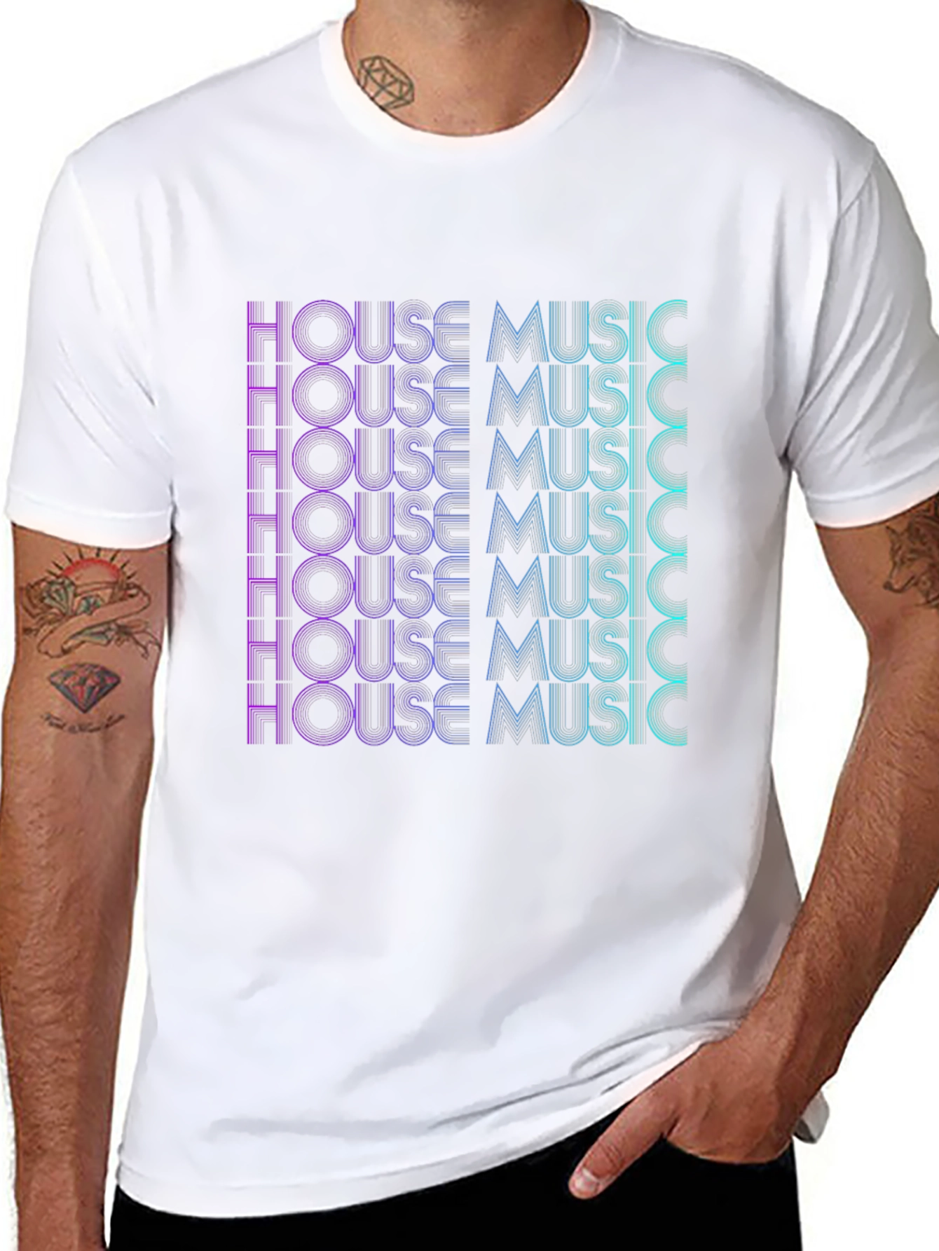 House Music Graphic Print Black T-Shirt