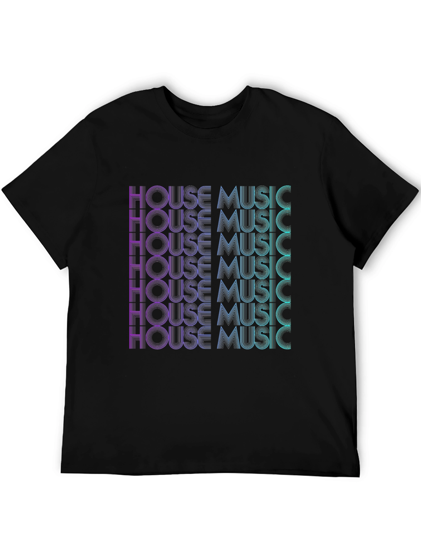 House Music Graphic Print Black T-Shirt