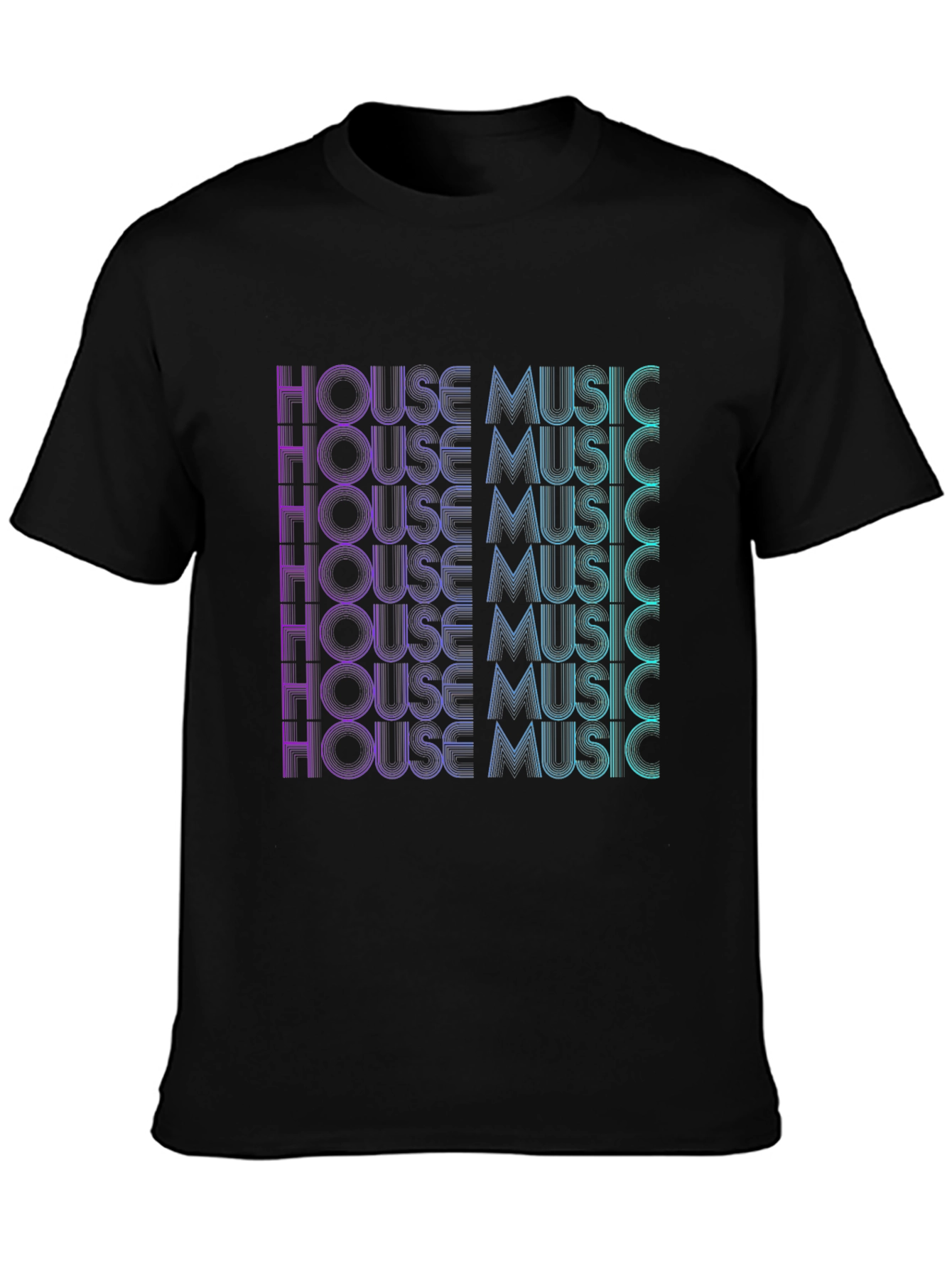 House Music Graphic Print Black T-Shirt