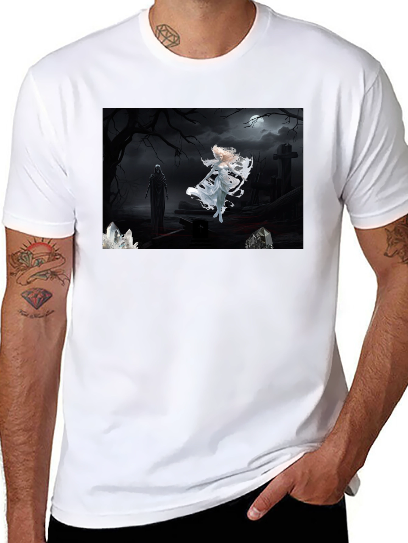 Gothic T-Shirt - Angel vs. Reaper Black Tee