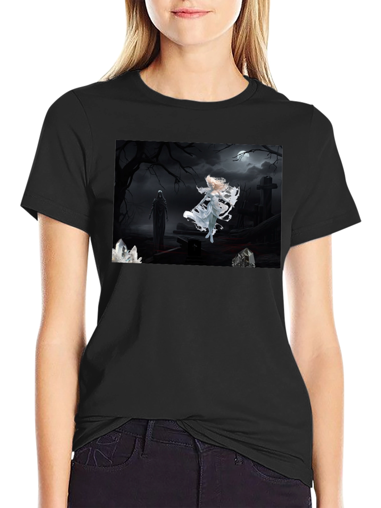 Gothic T-Shirt - Angel vs. Reaper Black Tee