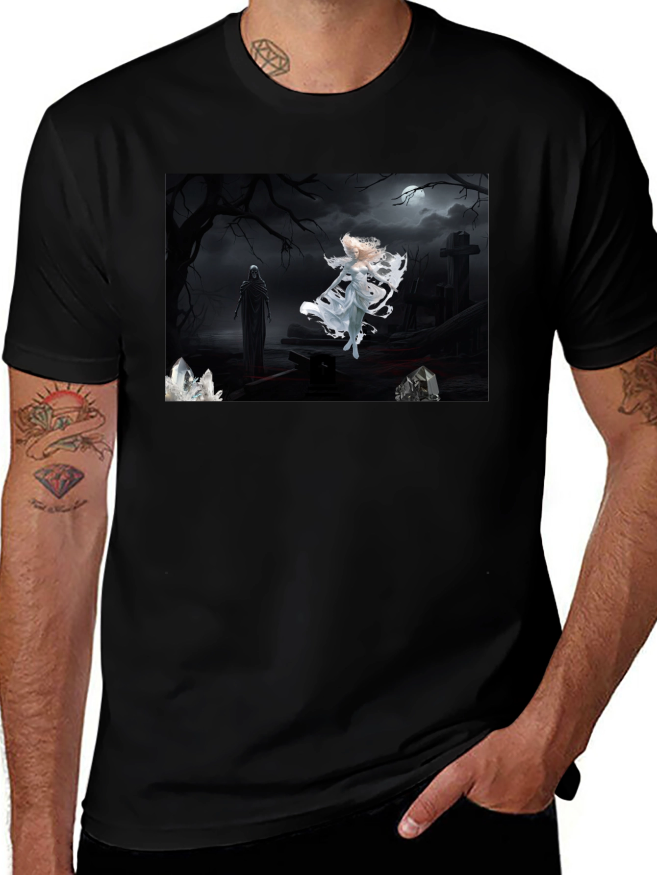 Gothic T-Shirt - Angel vs. Reaper Black Tee