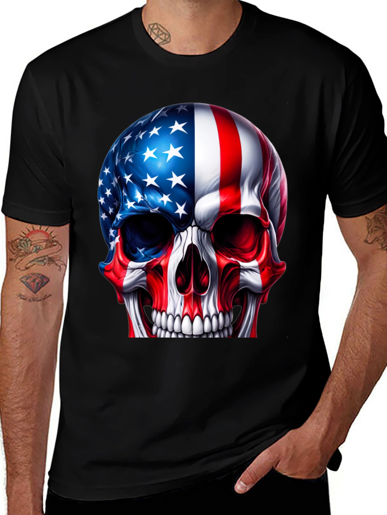 American Flag Skull Graphic Tee