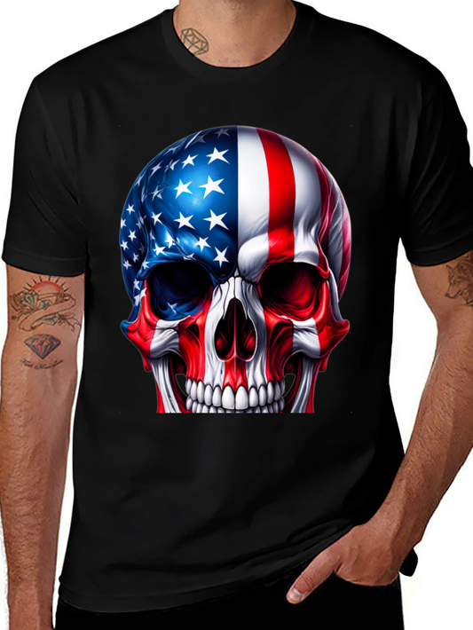 American Flag Skull Graphic Tee