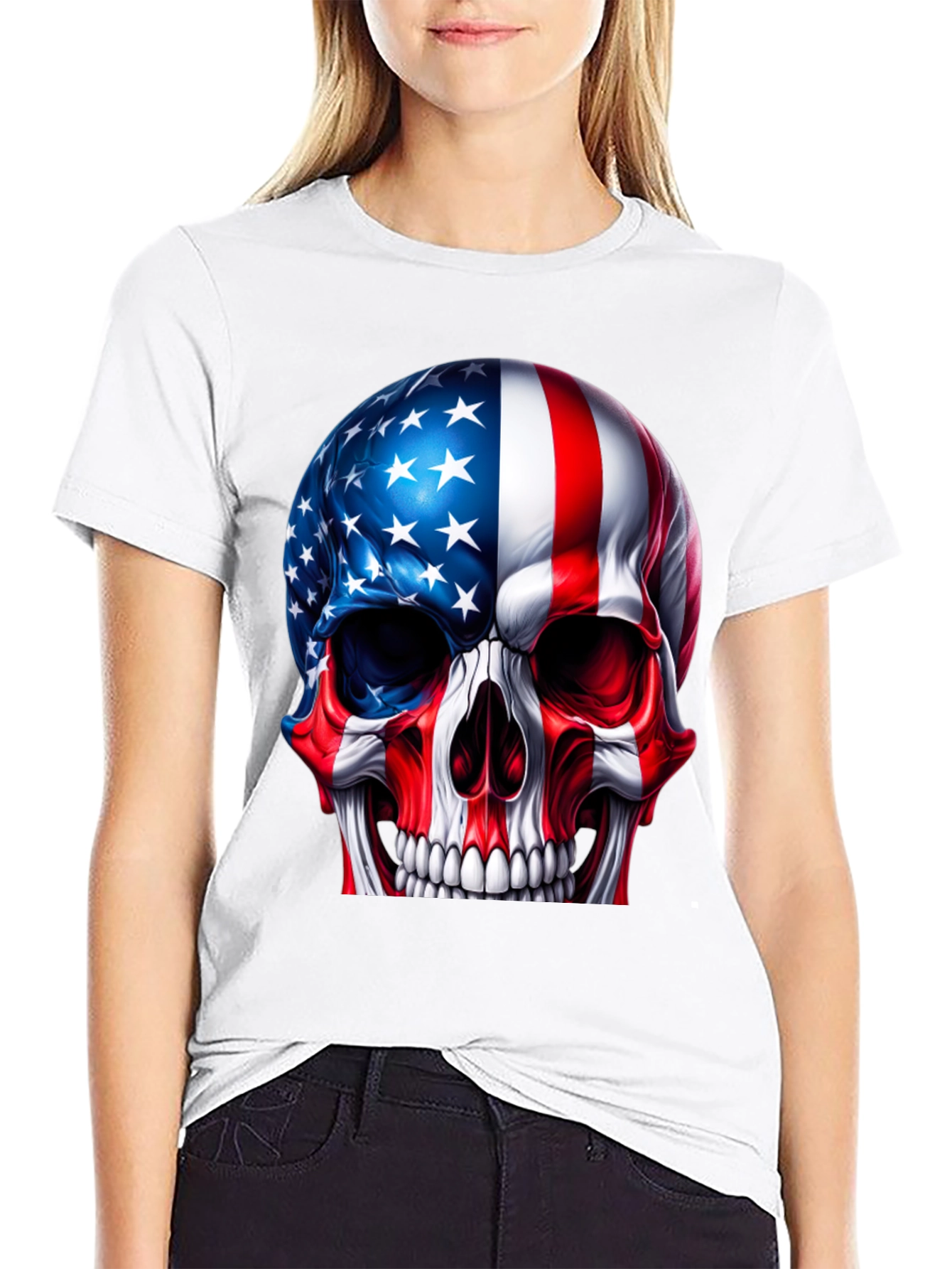 American Flag Skull Graphic Tee