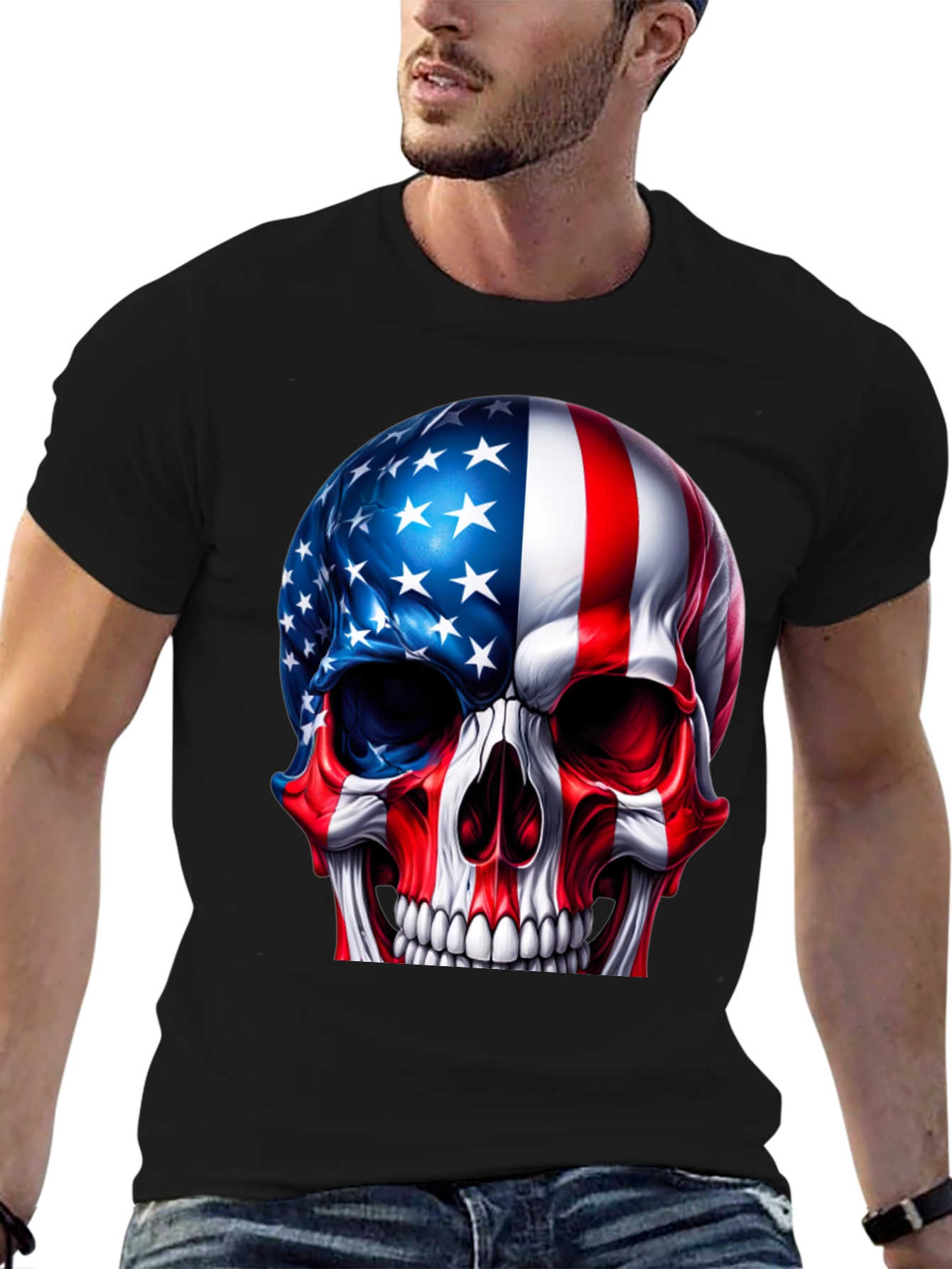 American Flag Skull Graphic Tee