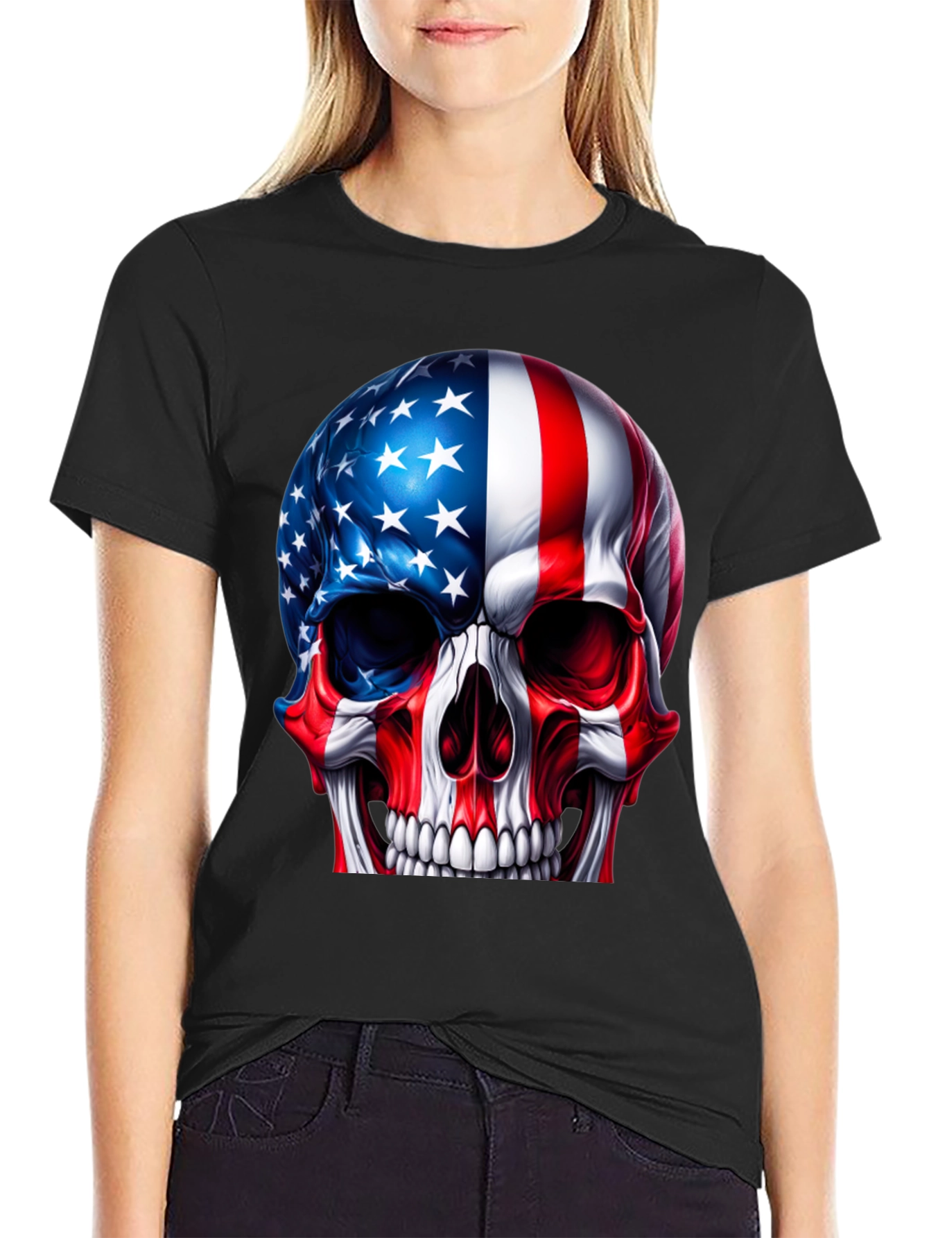 American Flag Skull Graphic Tee