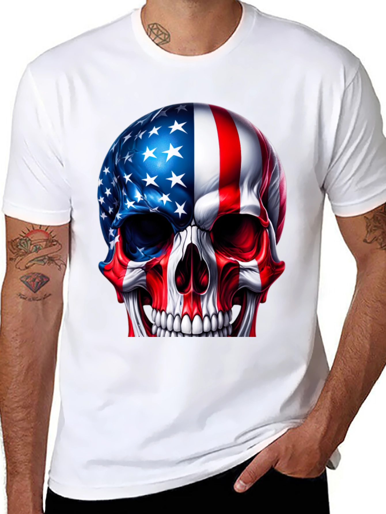 American Flag Skull Graphic Tee