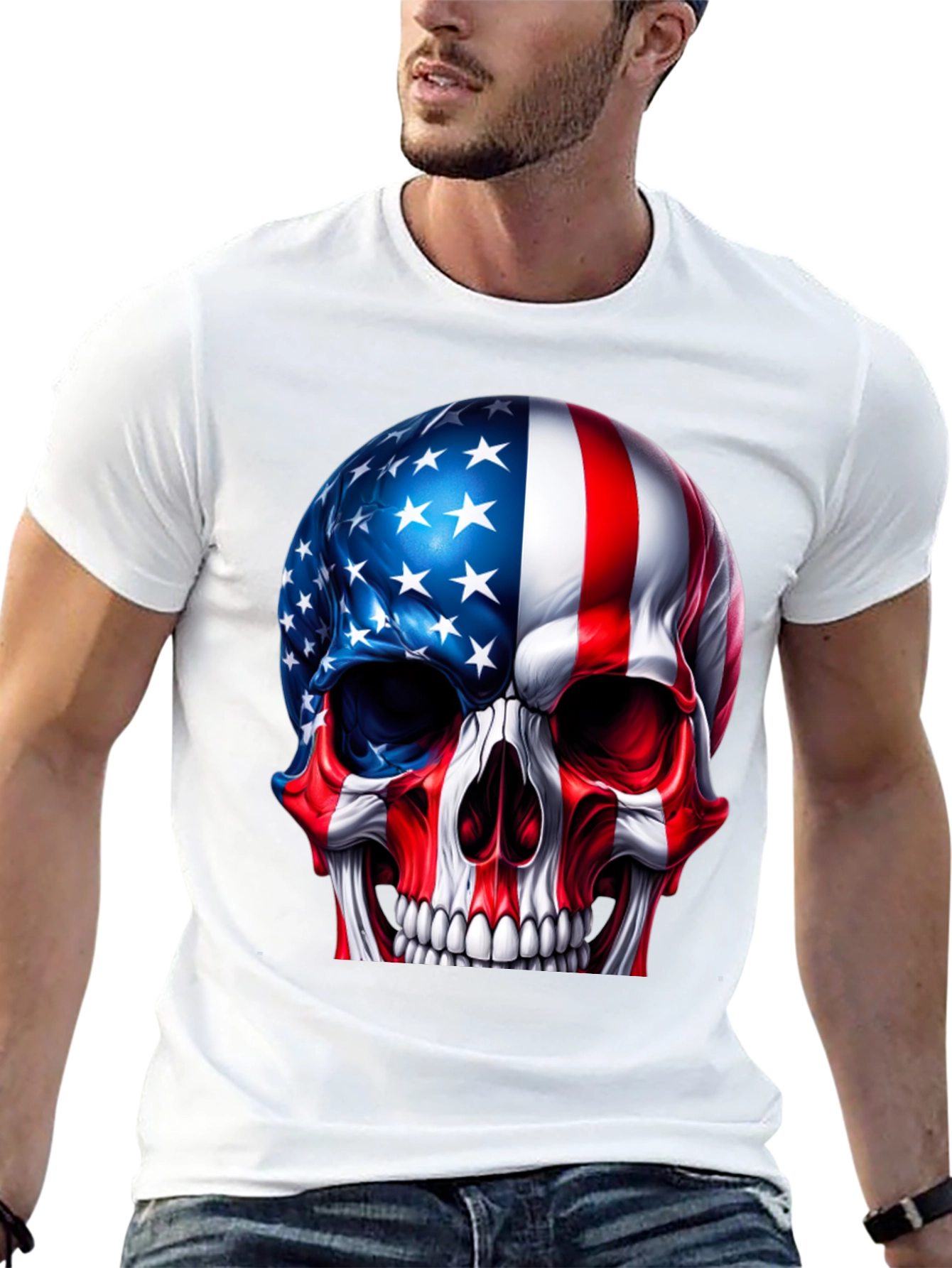 American Flag Skull Graphic Tee