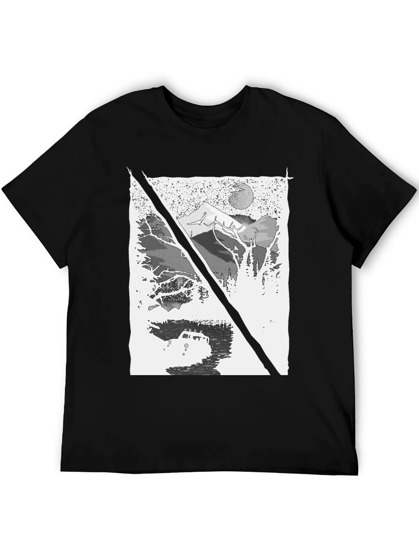 Mountain & Moon Graphic T-Shirt - Black