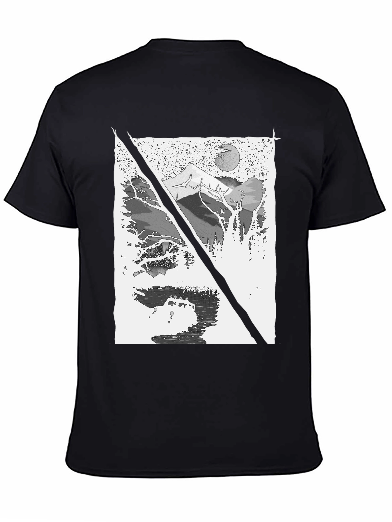 Mountain & Moon Graphic T-Shirt - Black