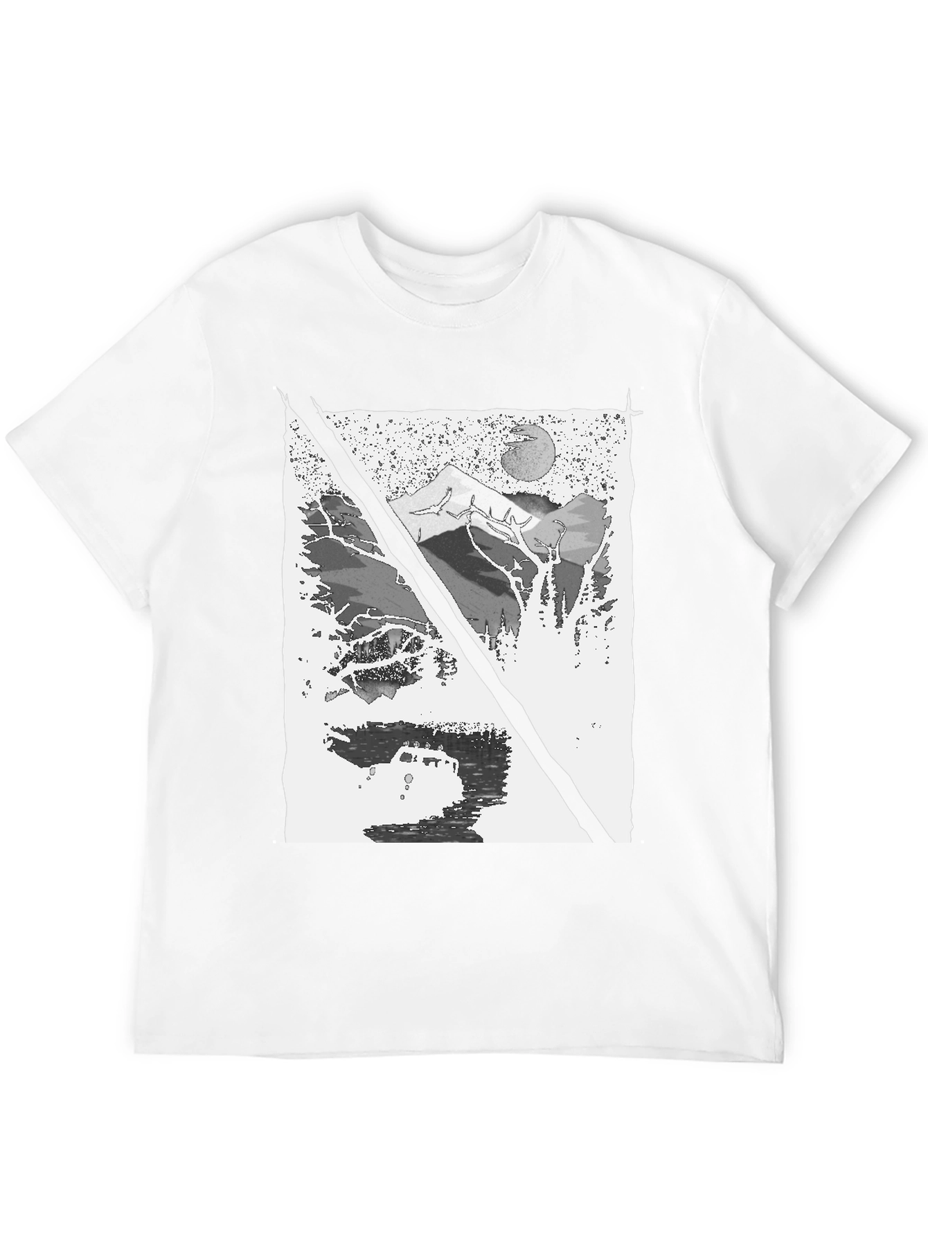 Mountain & Moon Graphic T-Shirt - Black
