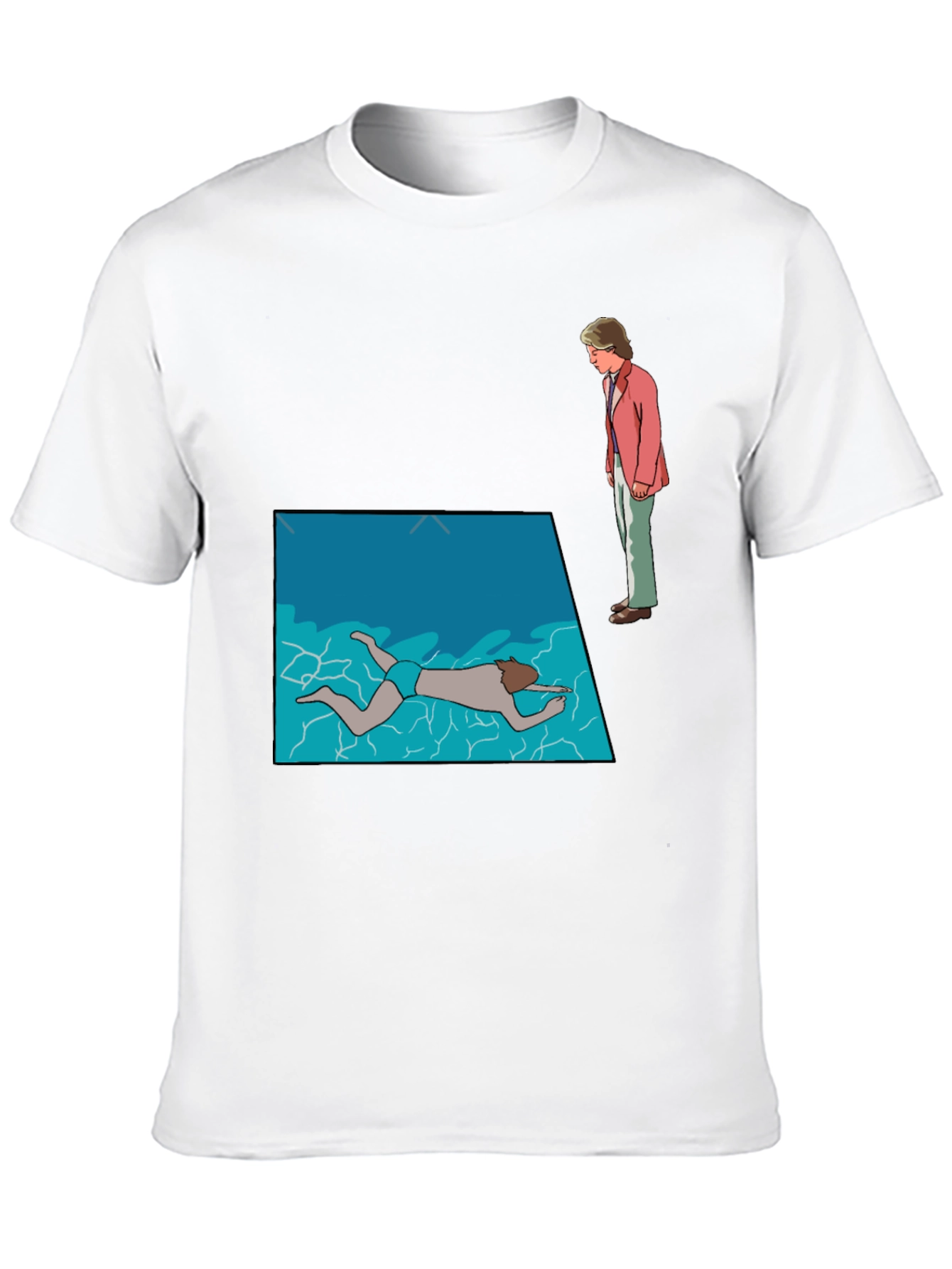 Poolside Mystery Graphic Tee - Black Cotton T-Shirt