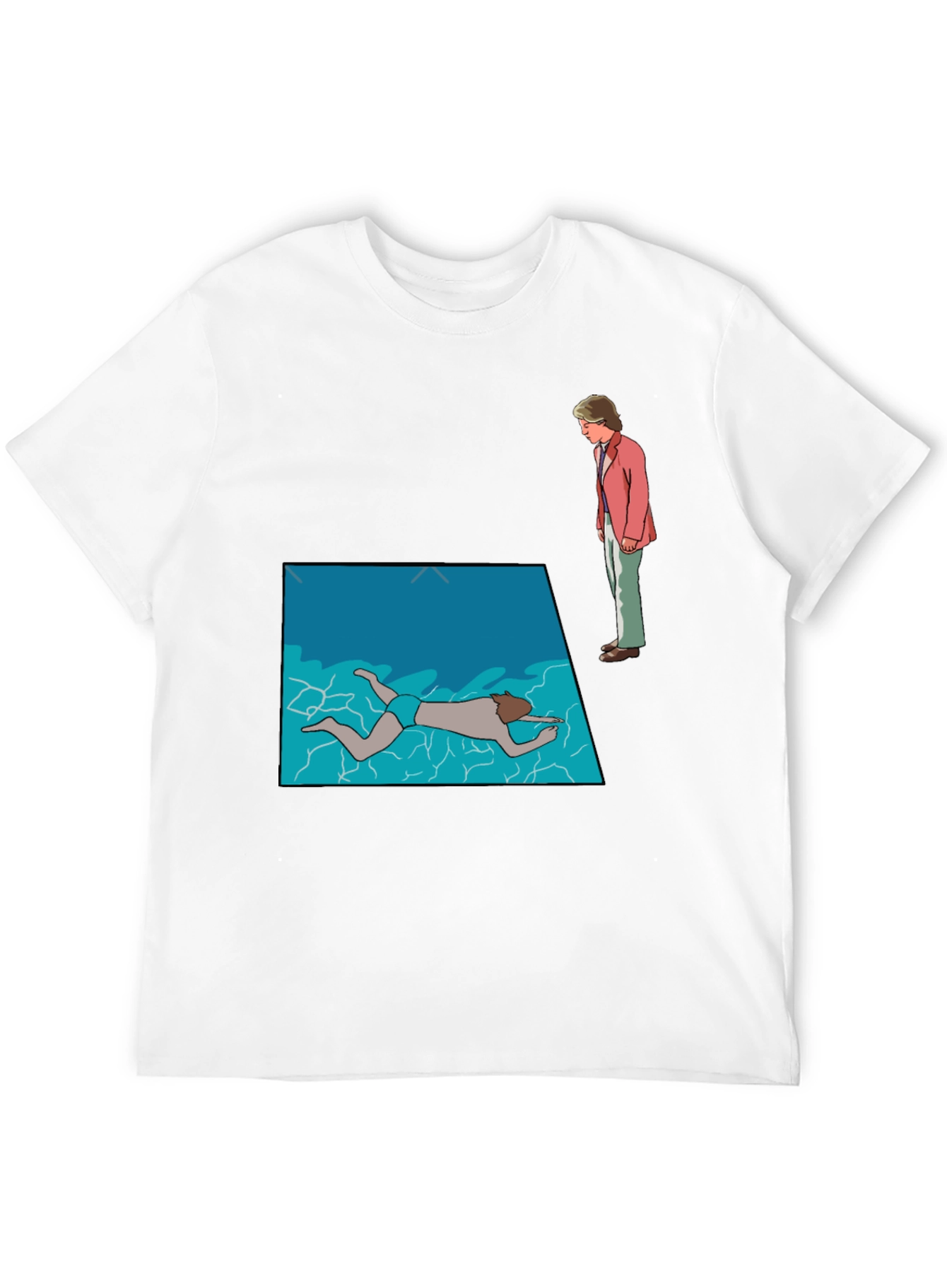 Poolside Mystery Graphic Tee - Black Cotton T-Shirt
