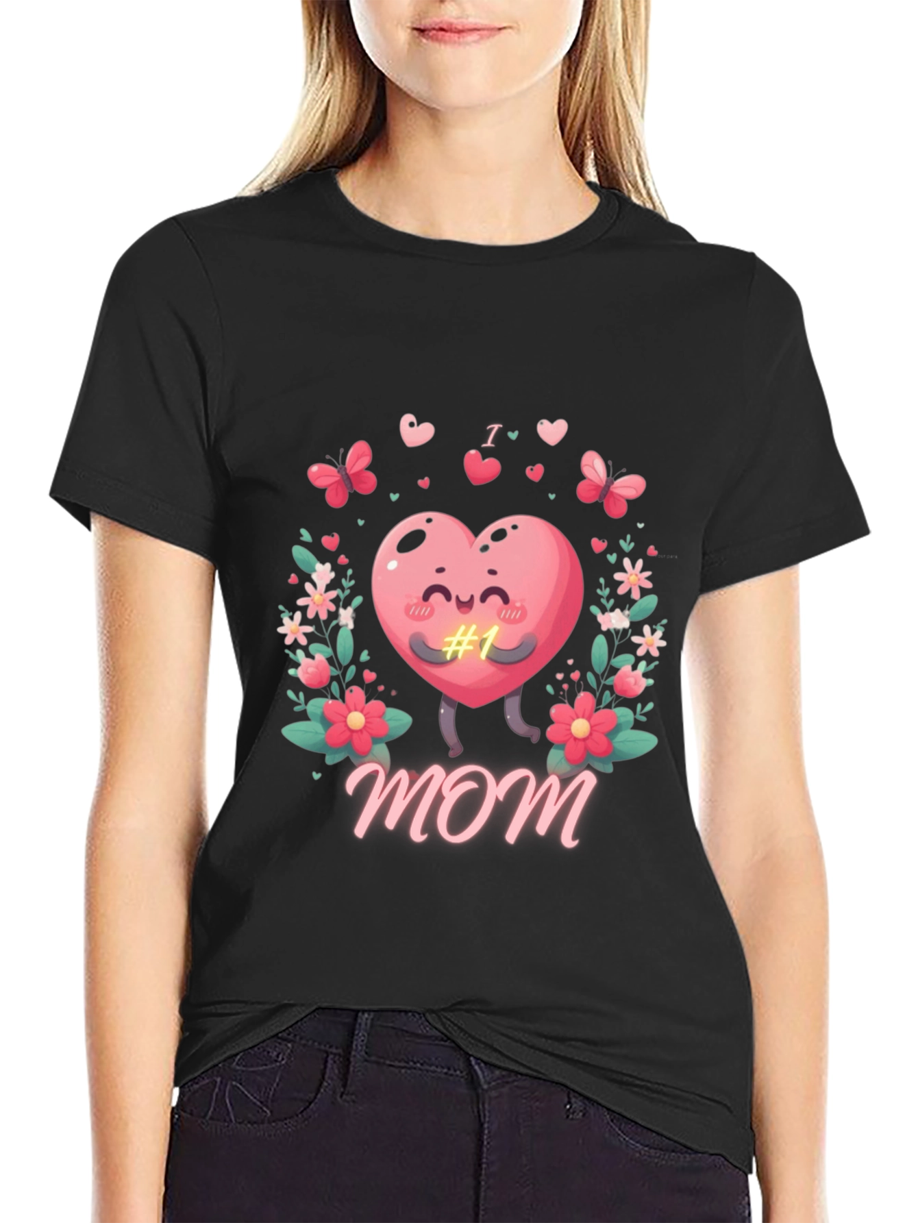 I Love Mom T-Shirt Heart Graphic Tee