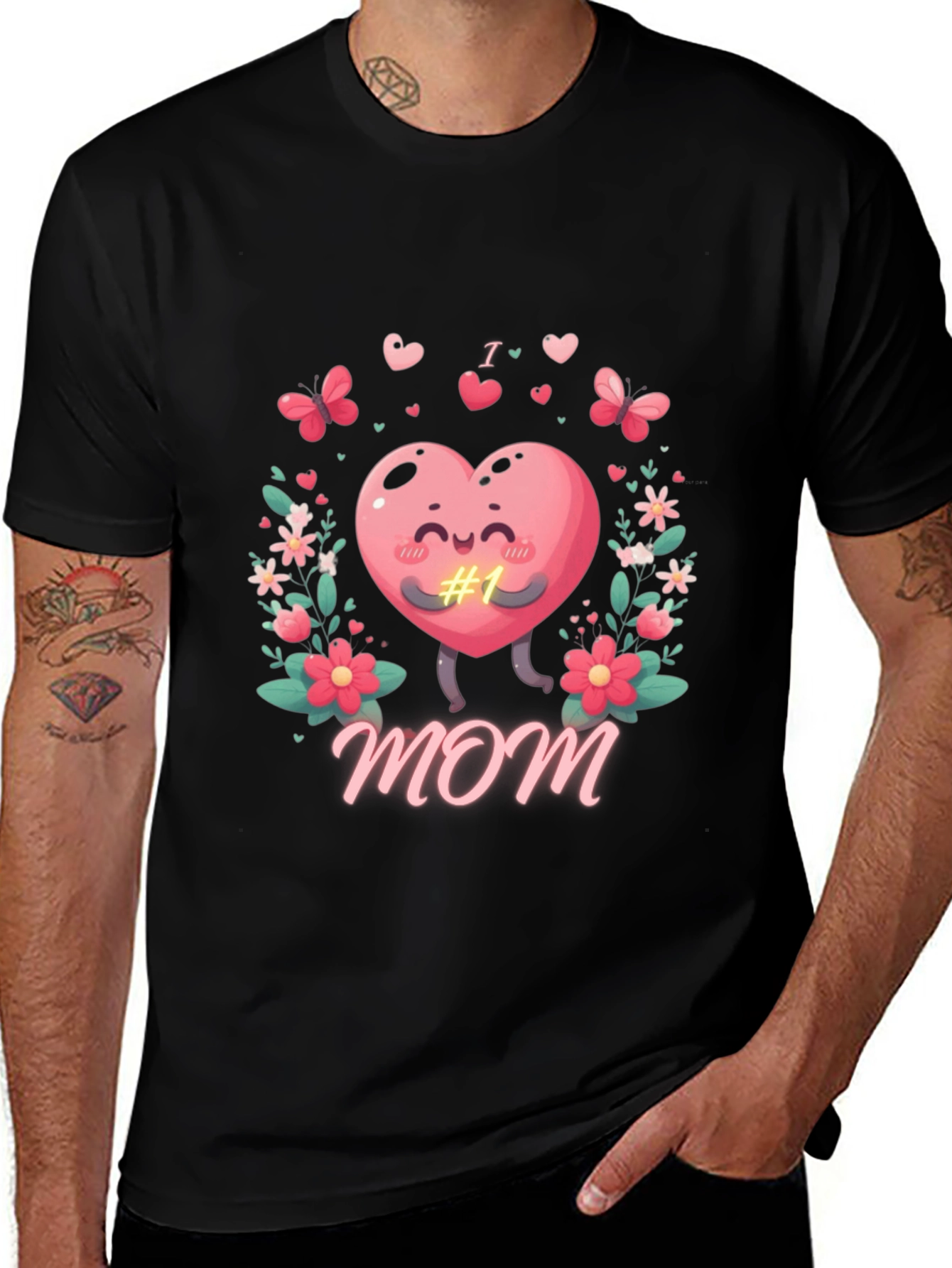 I Love Mom T-Shirt Heart Graphic Tee