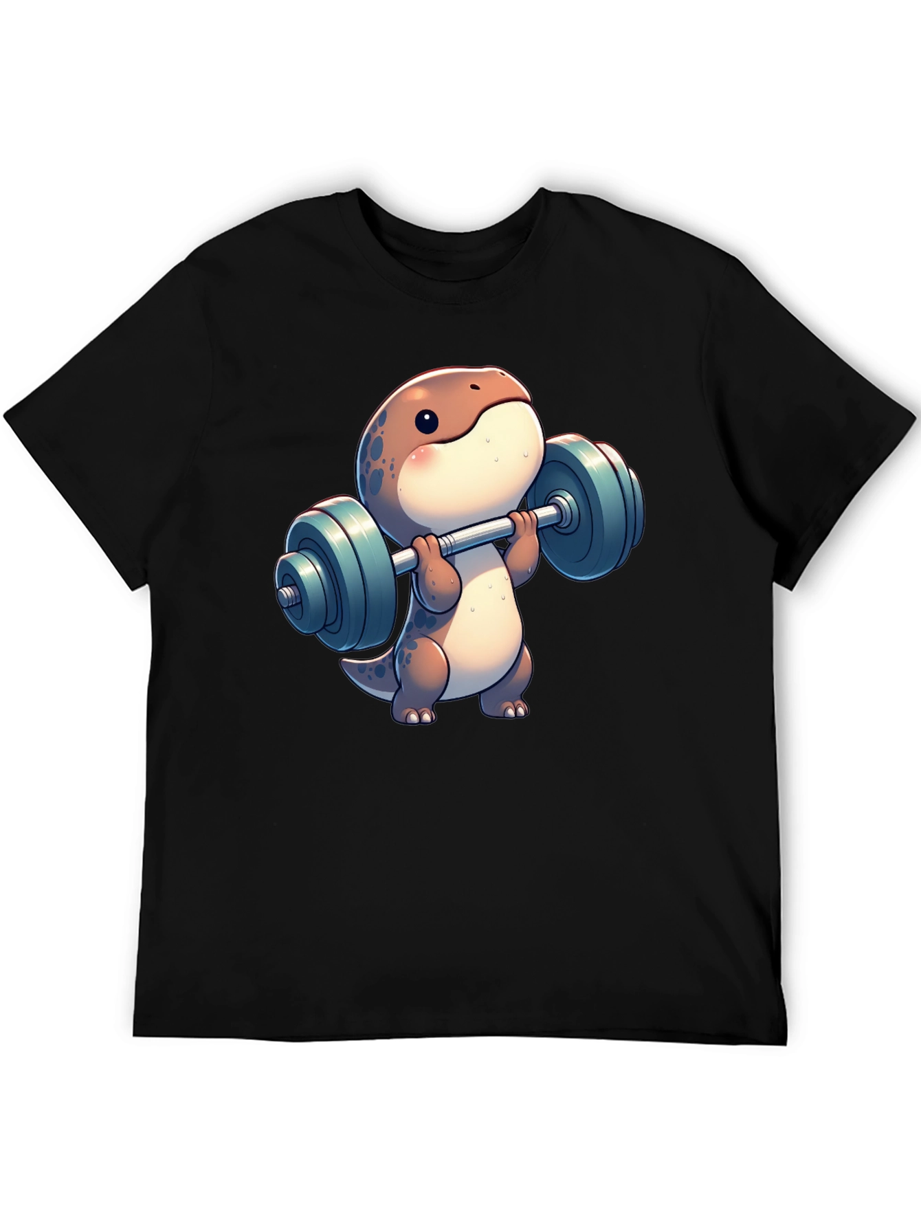 Dino Weightlifting T-Shirt - Cartoon Gym Reptile Tee