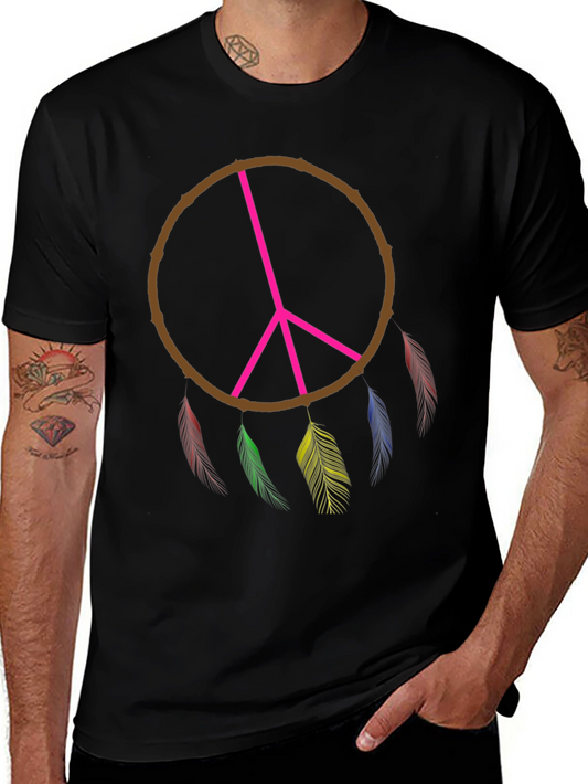 Peace Sign Dreamcatcher T-Shirt - Black