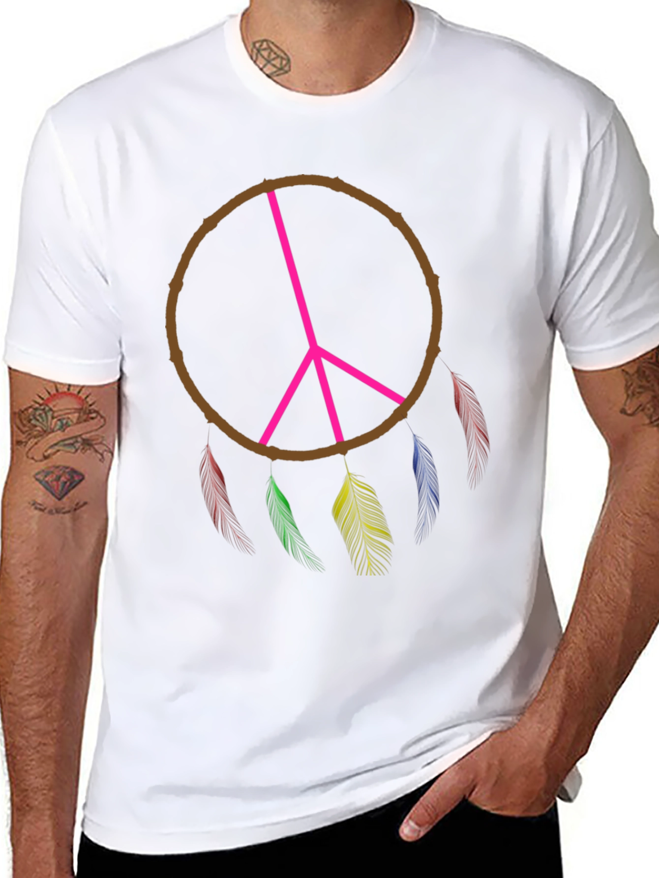 Peace Sign Dreamcatcher T-Shirt - Black