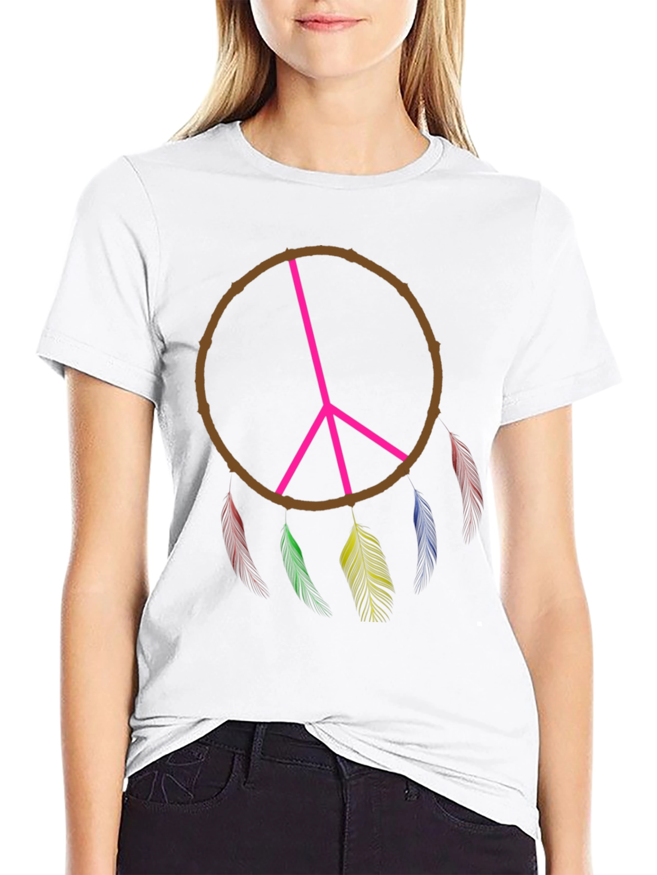 Peace Sign Dreamcatcher T-Shirt - Black