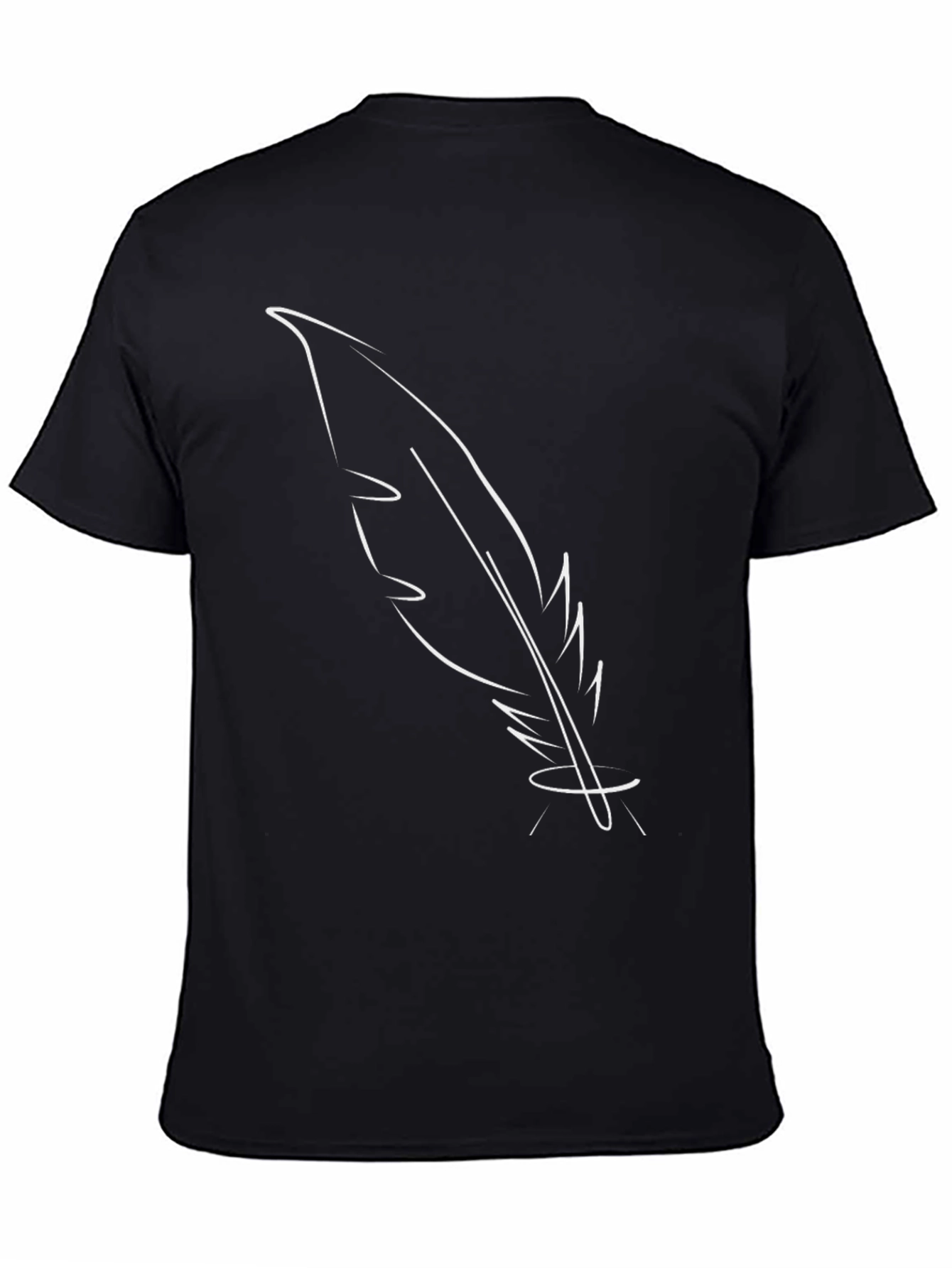 Feather Outline Graphic T-Shirt - Casual Style