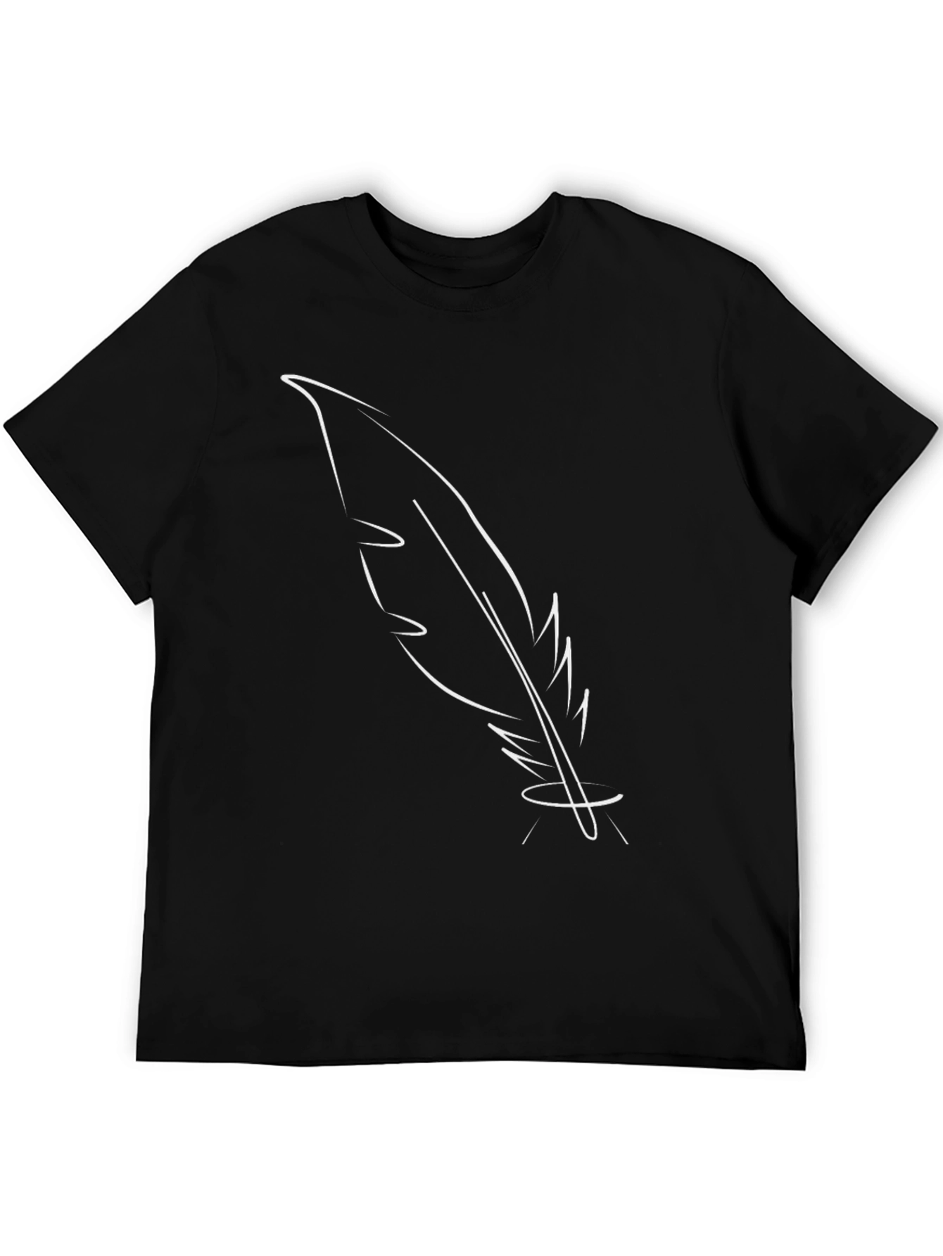 Feather Outline Graphic T-Shirt - Casual Style