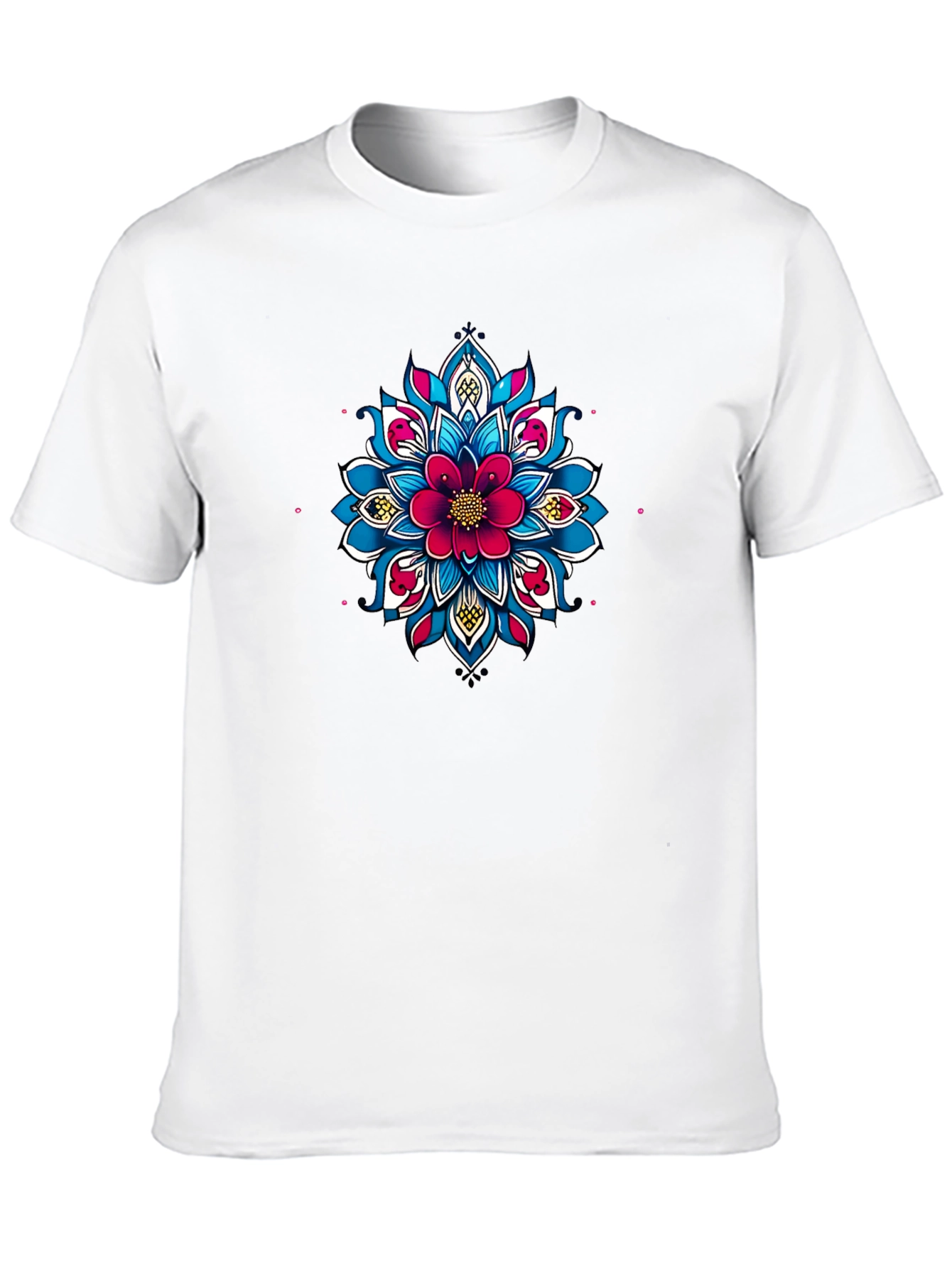 Black Tee with Floral Mandala Design