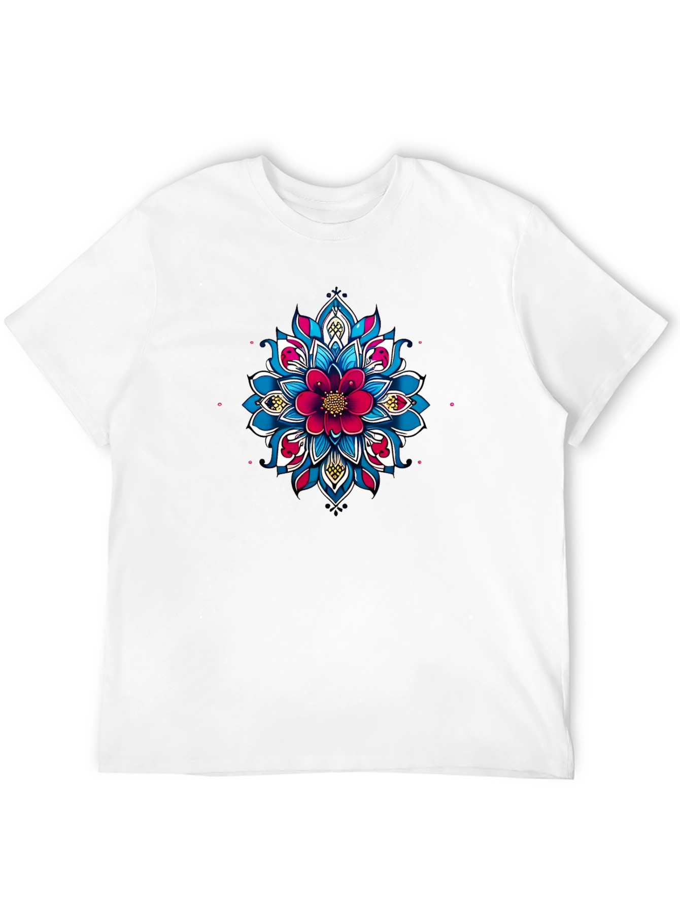 Black Tee with Floral Mandala Design