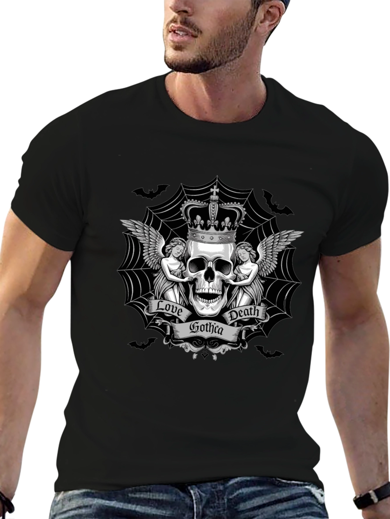 Gothic Skull Crown Graphic Tee
