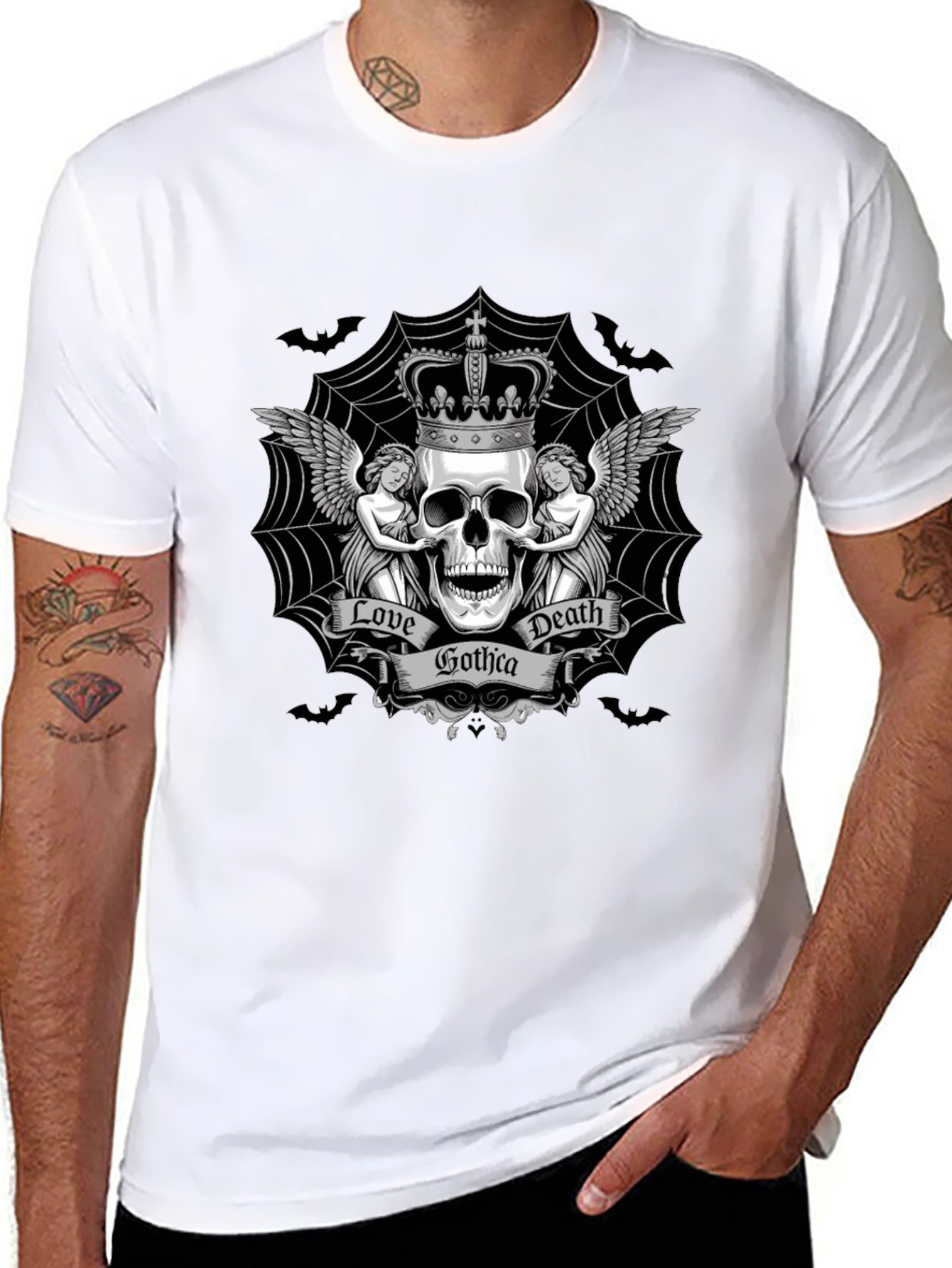 Gothic Skull Crown Graphic Tee