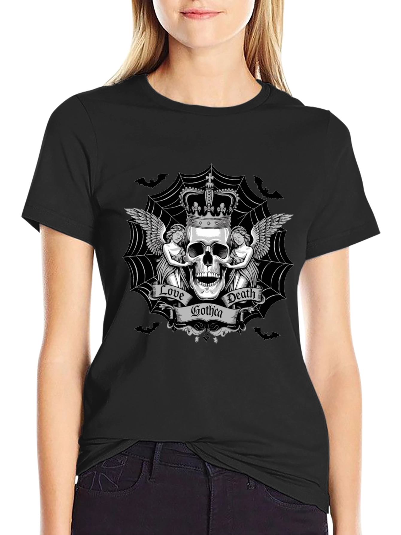 Gothic Skull Crown Graphic Tee