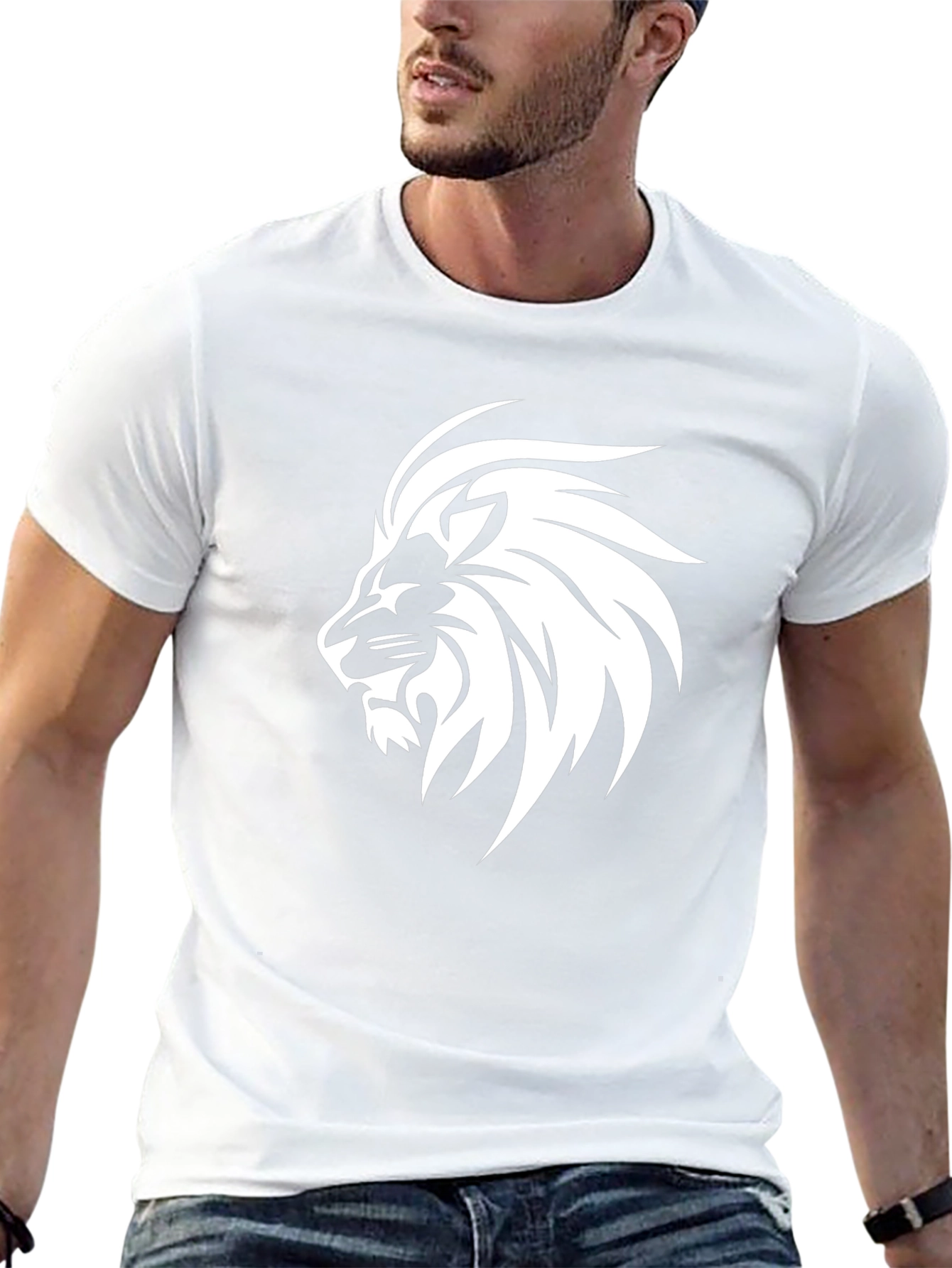 Bold Lion Graphic Tee - Black Cotton Blend