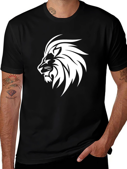 Bold Lion Graphic Tee - Black Cotton Blend