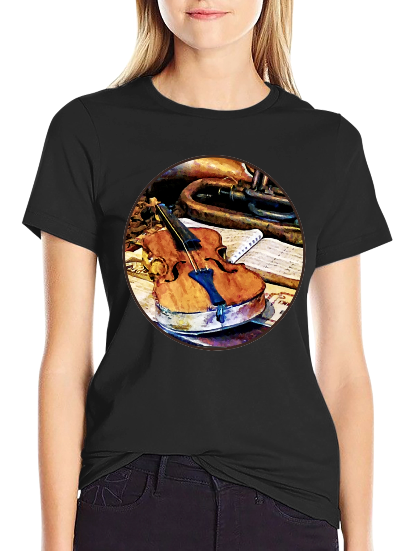 Violin and Trumpet Graphic T-Shirt