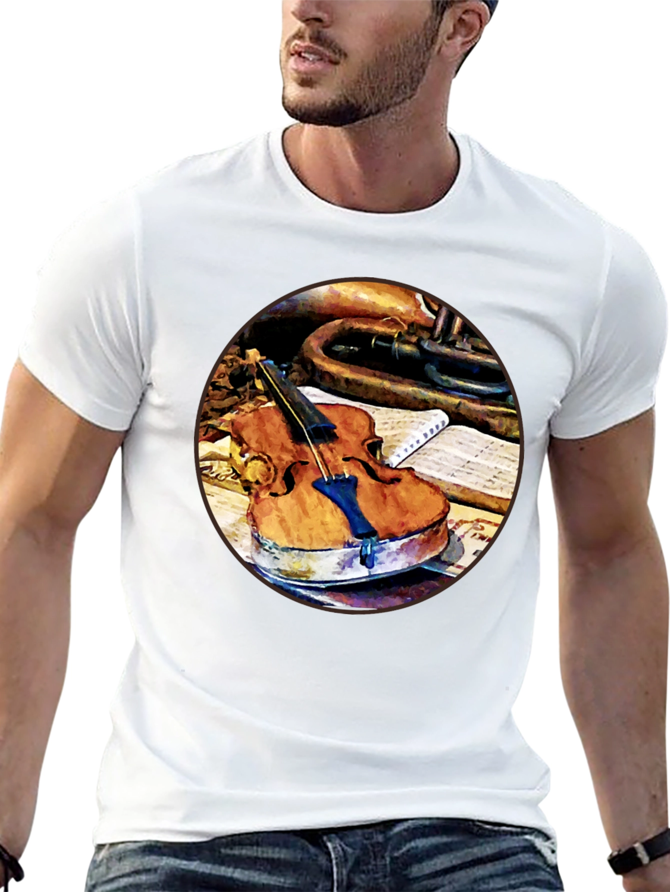 Violin and Trumpet Graphic T-Shirt