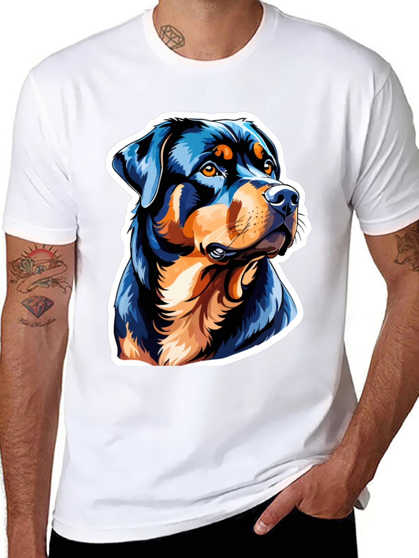 Rottweiler Graphic Tee - Black Cotton Blend