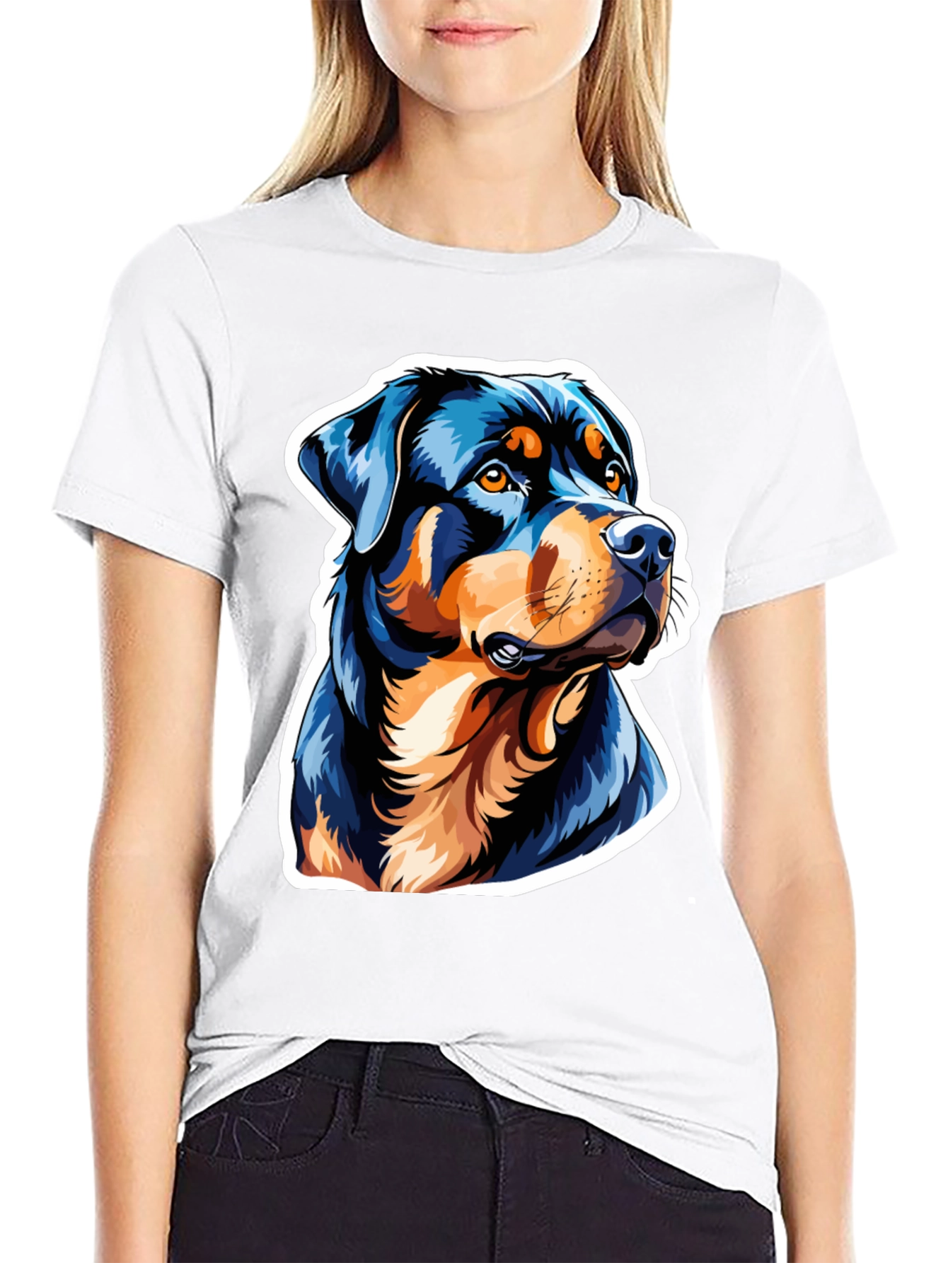 Rottweiler Graphic Tee - Black Cotton Blend