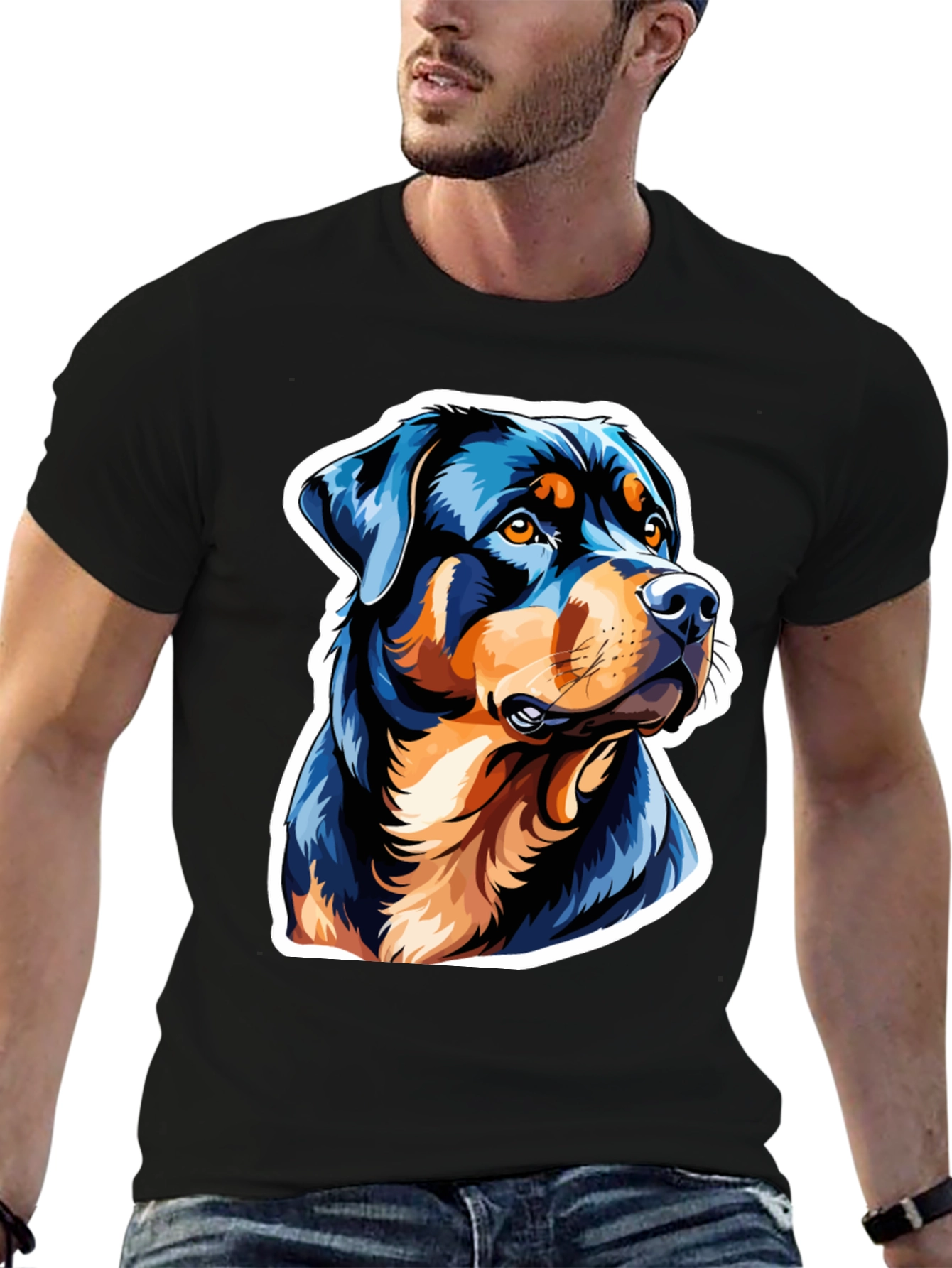 Rottweiler Graphic Tee - Black Cotton Blend