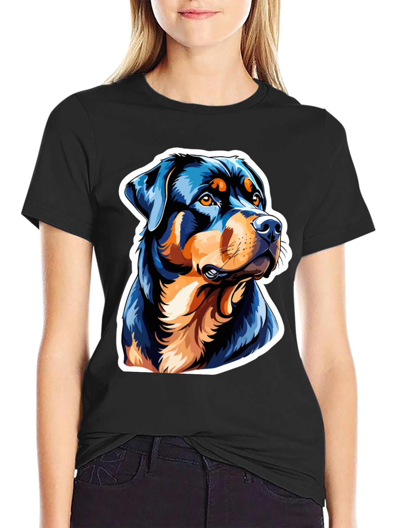 Rottweiler Graphic Tee - Black Cotton Blend