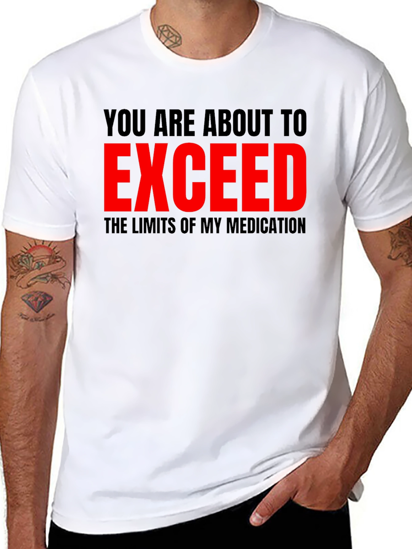 Warning T-Shirt: Exceed Medication Limits - Funny Graphic Tee