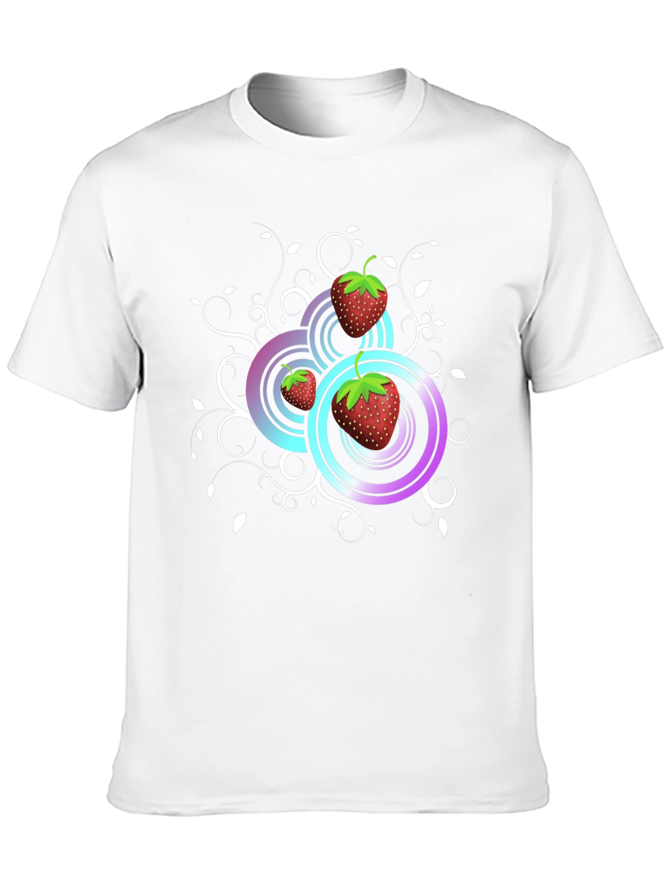 Strawberry Swirl Graphic Tee - Black Cotton Comfort