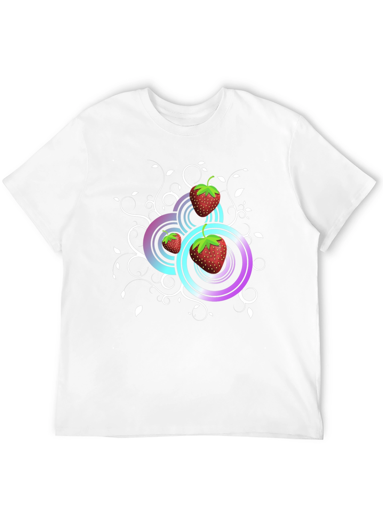 Strawberry Swirl Graphic Tee - Black Cotton Comfort
