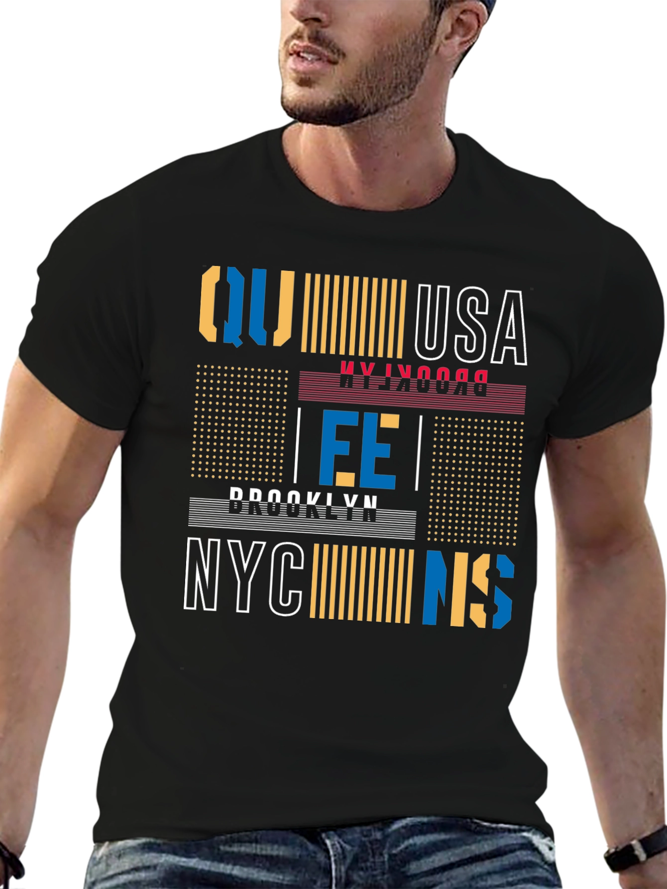 Brooklyn NYC Graphic Print Mens Black T-Shirt